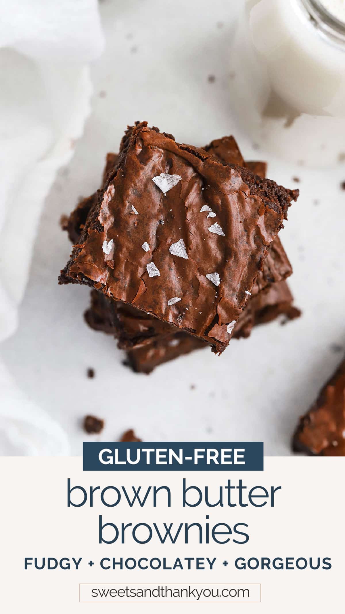 Gluten-Free Brown Butter Brownies - Fudgy gluten-free brownies that are perfect for a cozy day or chocolate craving. // Brown Butter Brownie Recipe // Gluten Free Brownies // Gluten-Free Baking // Easy gluten-free brownies // gluten free brownie recipe // gluten-free brownies with crackly tops / fudgy gluten-free brownies / chewy gluten-free brownies 