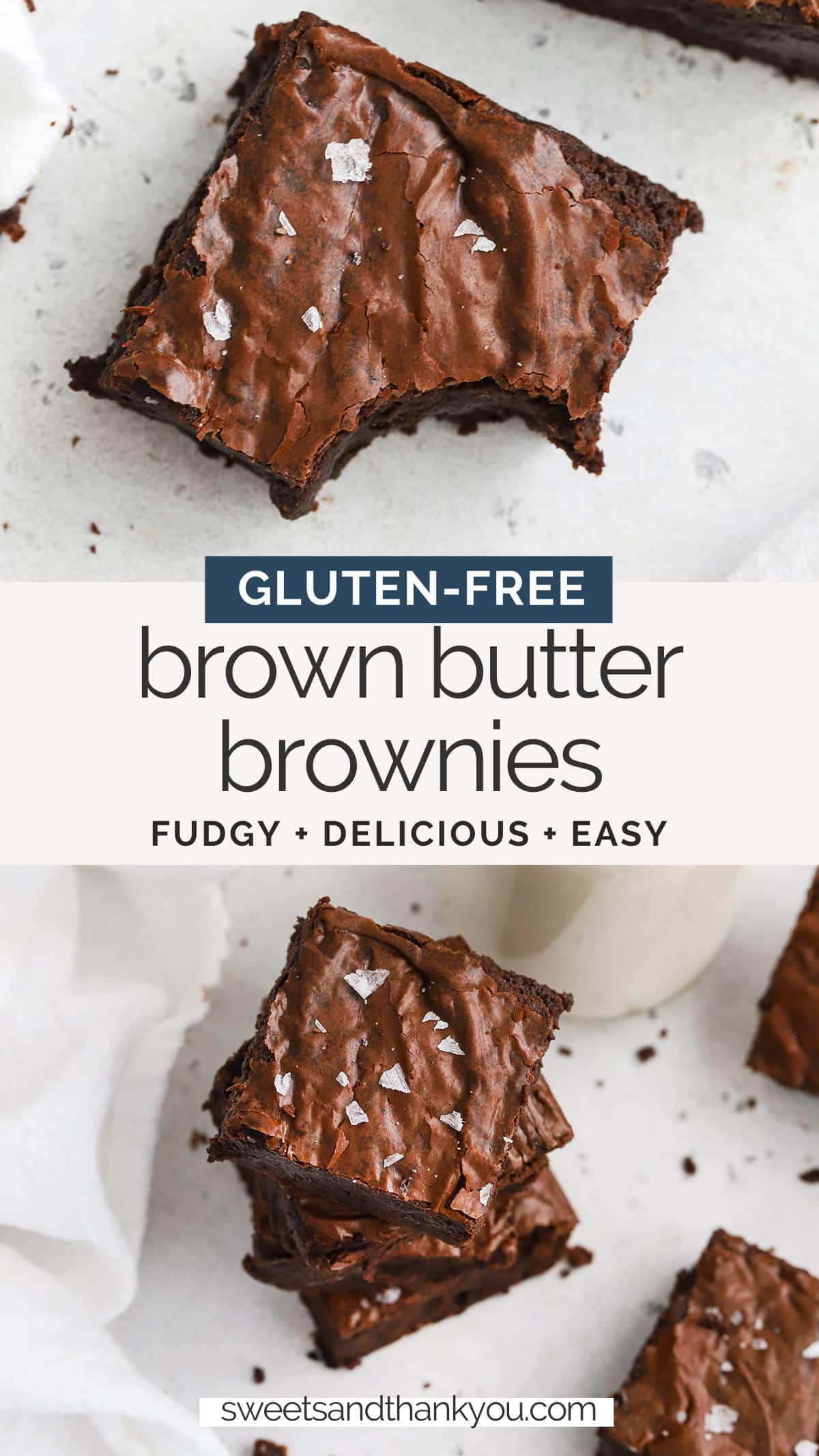 Gluten-Free Brown Butter Brownies - Fudgy gluten-free brownies that are perfect for a cozy day or chocolate craving. // Brown Butter Brownie Recipe // Gluten Free Brownies // Gluten-Free Baking // Easy gluten-free brownies // gluten free brownie recipe // gluten-free brownies with crackly tops / fudgy gluten-free brownies / chewy gluten-free brownies 