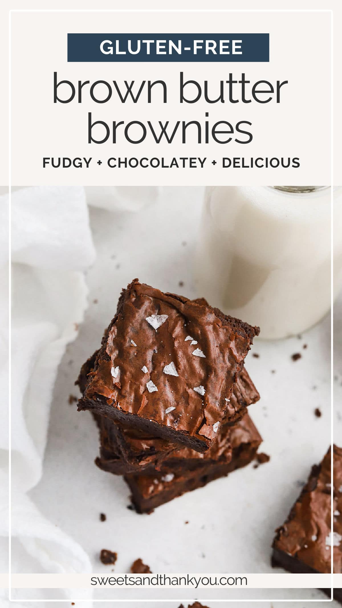 Gluten-Free Brown Butter Brownies - Fudgy gluten-free brownies that are perfect for a cozy day or chocolate craving. // Brown Butter Brownie Recipe // Gluten Free Brownies // Gluten-Free Baking #glutenfree #brownies #brownbutter #brownbutterbrownies #glutenfreebrownies #chocolate