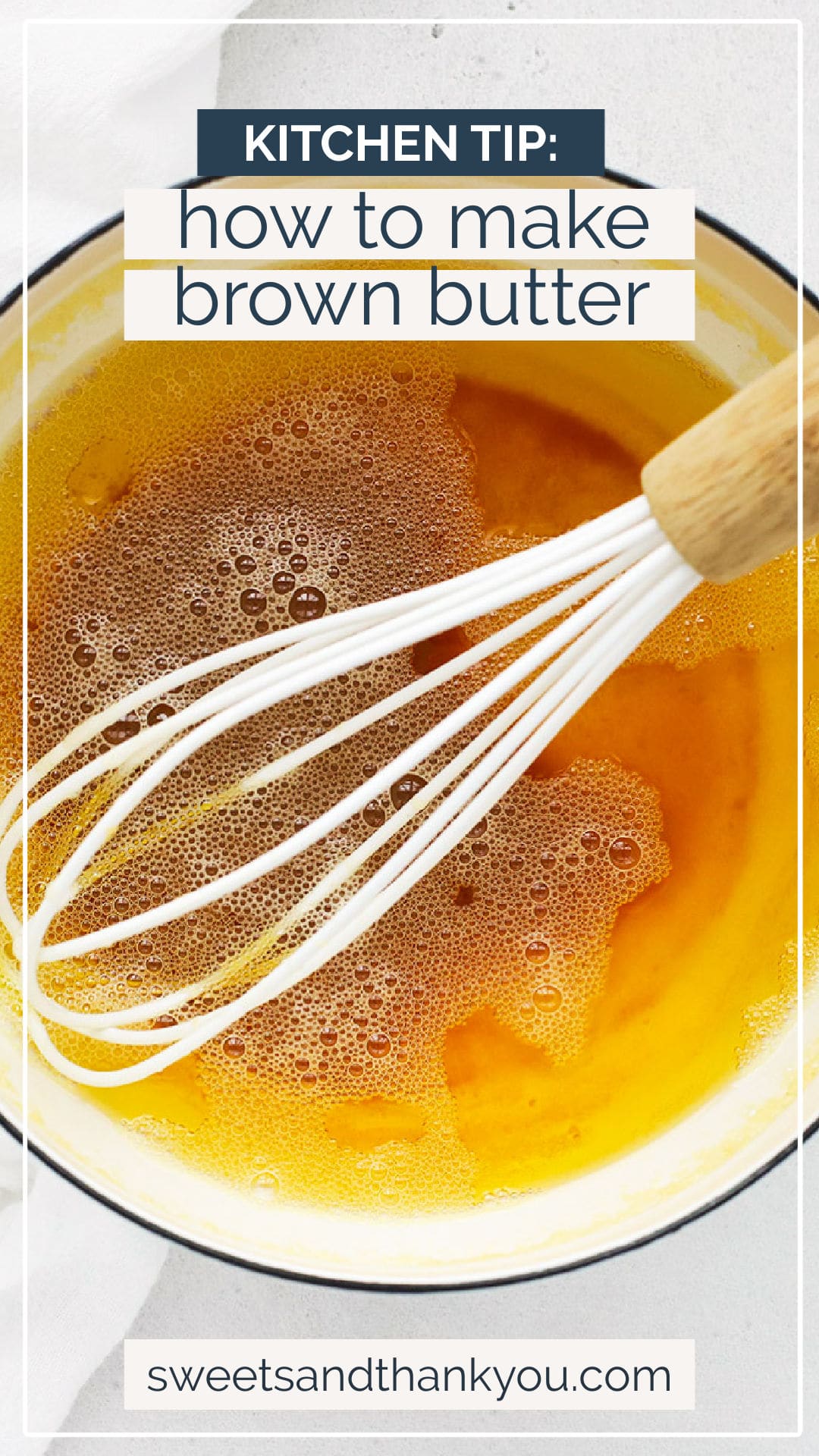 How to Brown Butter - If you've ever wondered how to make brown butter, you're in luck! It's EASY and adds gorgeous flavor to so many recipes. // Brown Butter Tutorial // How to make browned butter // Kitchen Tips // Baking Tips // Sweets & Thank You Baking Tip