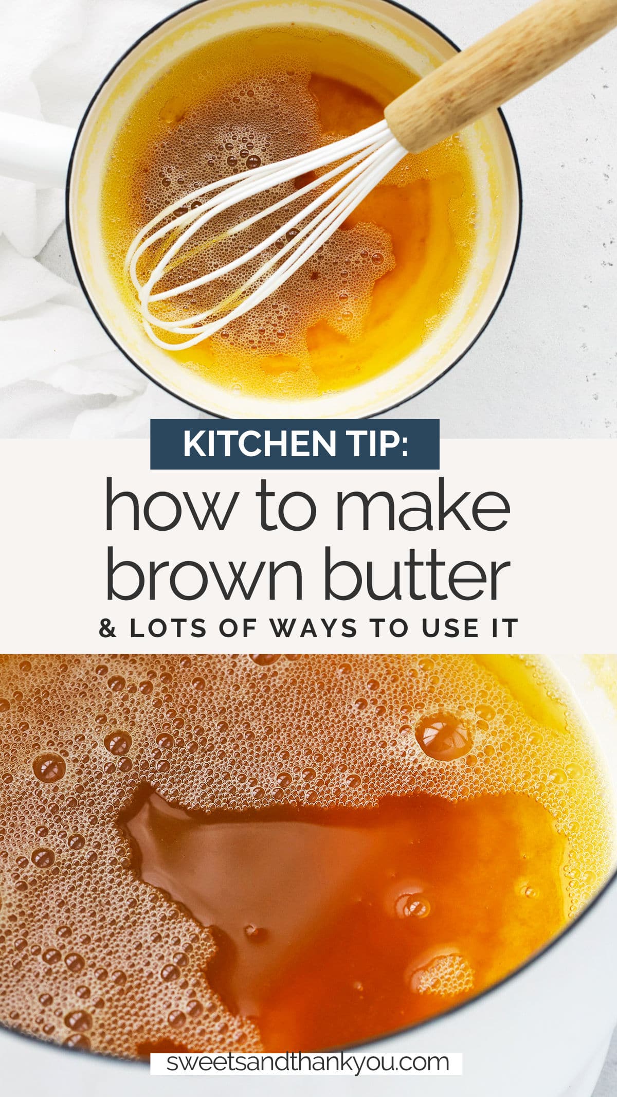 How to Brown Butter - If you've ever wondered how to make brown butter, you're in luck! It's EASY and adds gorgeous flavor to so many recipes. // Brown Butter Tutorial // How to make browned butter // Kitchen Tips // Baking Tips #brownbutter #bakingtip #kitchentip #glutenfree #glutenfreebaking