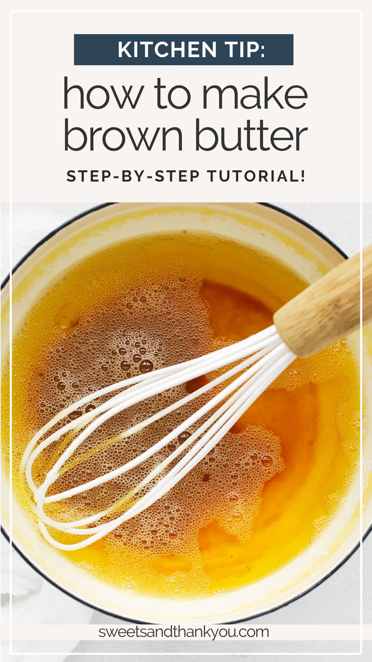 How to Brown Butter - If you've ever wondered how to make brown butter, you're in luck! It's EASY and adds gorgeous flavor to so many recipes. // Brown Butter Tutorial // How to make browned butter // Kitchen Tips // Baking Tips #brownbutter #bakingtip #kitchentip #glutenfree #glutenfreebaking