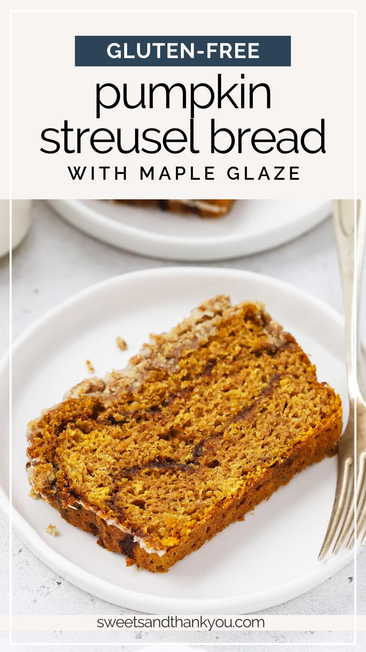 Gluten-Free Pumpkin Streusel Bread With Maple Glaze - This amazing gluten-free cinnamon swirl pumpkin bread is topped with a buttery crumble and sweet maple glaze. It's THE BEST gluten-free pumpkin bread recipe ever! // Cinnamon Swirl Pumpkin Bread Recipe // Maple Pumpkin Bread // Maple Glaze Pumpkin Bread // Glazed Pumpkin Bread // Gluten-Free Quick Bread #pumpkinbread #streusel #mapleglaze #glutenfreepumpkin #glutenfreebaking #glutenfreebread #glutenfreequickbread