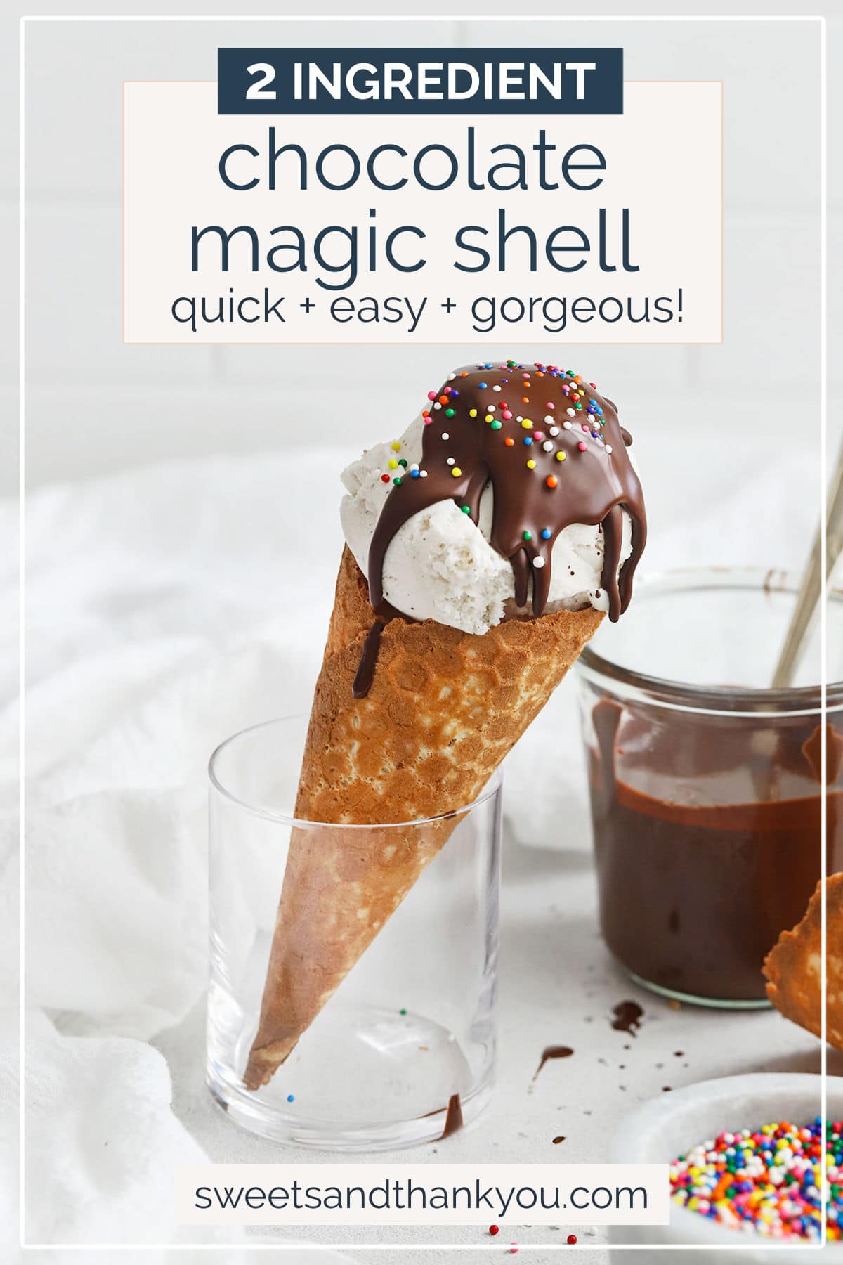 Easy 2-Ingredient Chocolate Shell For Ice Cream - This homemade magic shell topping recipe adds a perfect chocolatey crunch to your favorite scoop of ice cream! // Homemade chocolate magic shell // healthy magic shell // vegan magic shell // vegan chocolate shell // healthy chocolate shell // homemade magic shell for ice cream // Chocolate sauce for ice cream // ice cream chocolate sauce #chocolateshell #magicshell #chocolatesauce #vegan #glutenfree #icecream #icecreamtoppings #dairyfree
