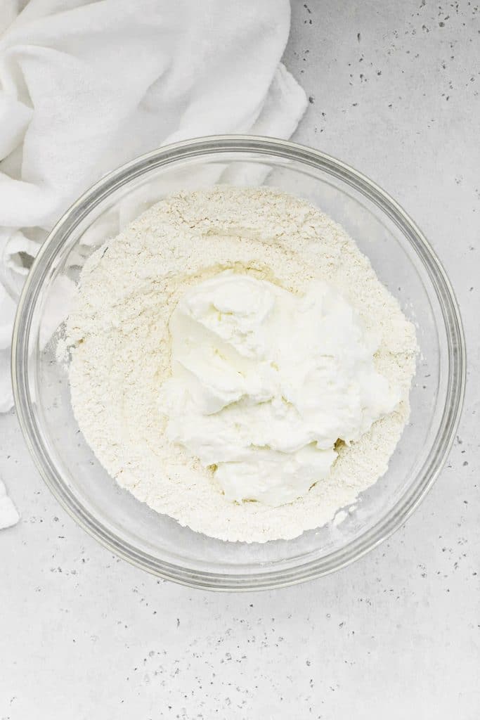 Adding yogurt to dry ingredients to make gluten-free biscuits