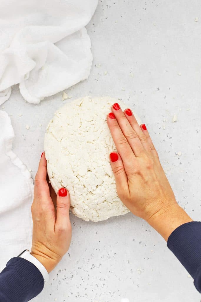 Forming gluten-free biscuit dough into a ball