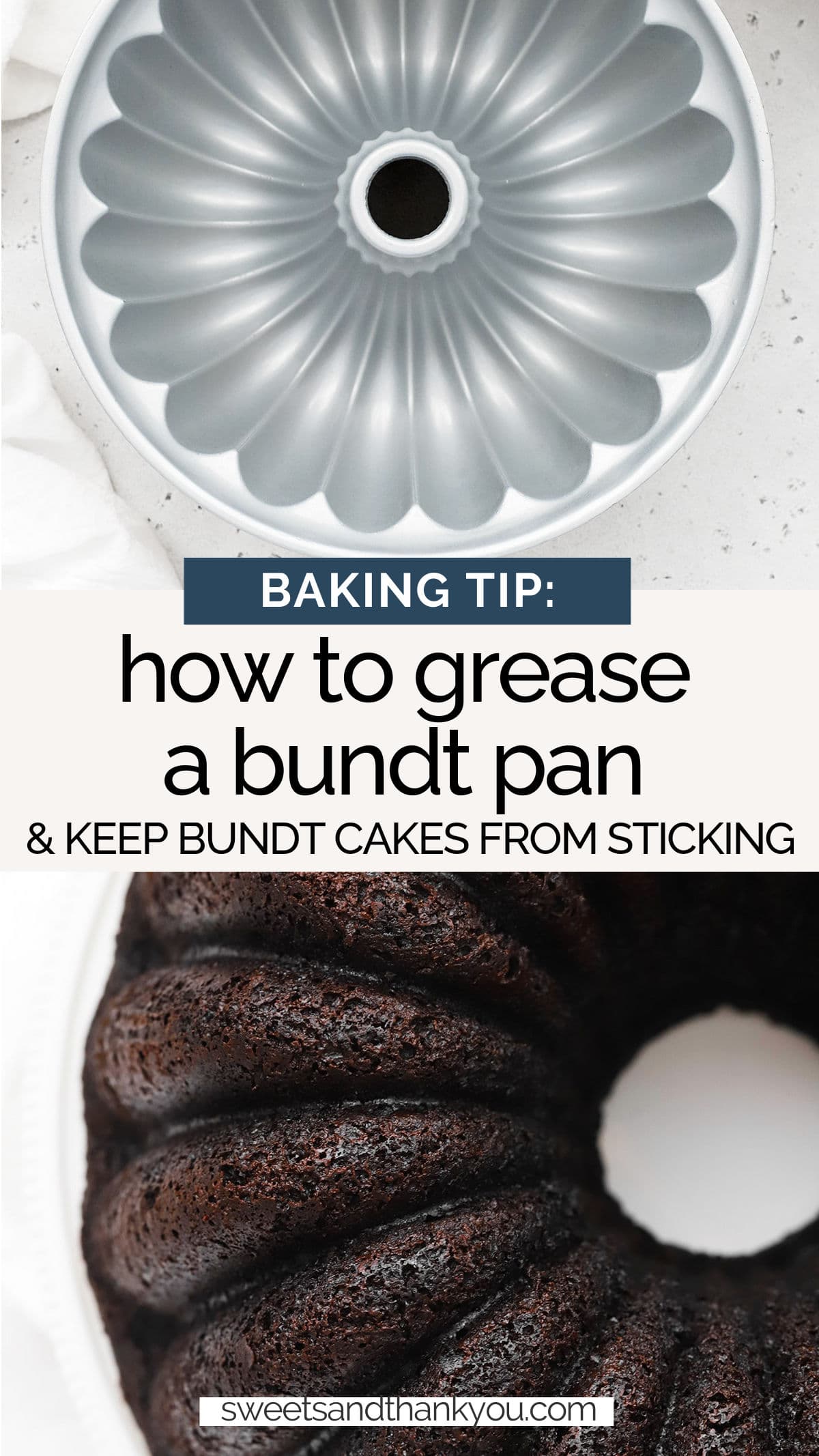 How To Grease A Bundt Pan - Learn the best way to grease your bundt pan and how to keep bundt cakes from sticking! // How to Grease Bundt Pans // How to prevent bundt cakes from sticking // how to prep bundt pans // baking tip // how to grease a cake pan // cake pan tips // gluten free baking // gluten free cake