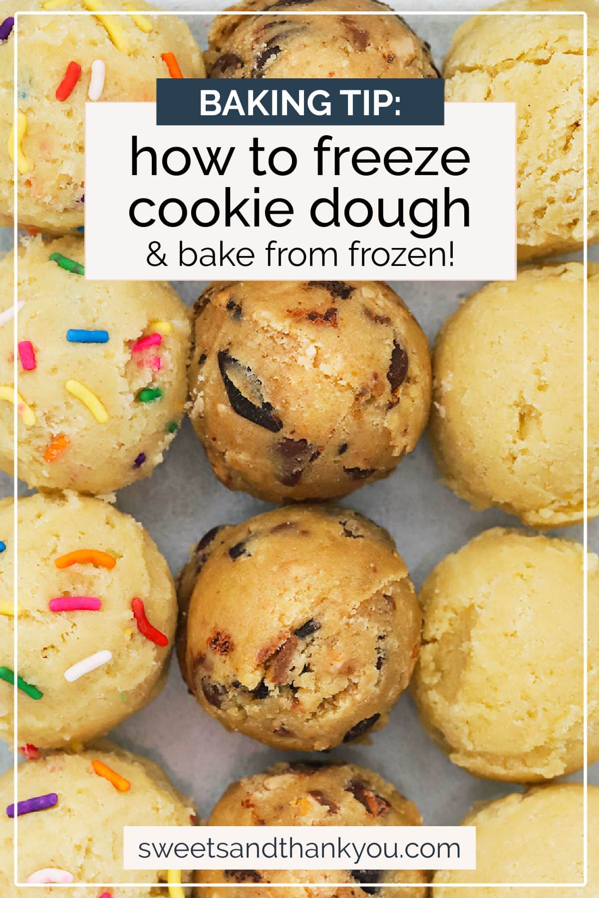 How To Freeze Cookie Dough - All the tips, tricks, and techniques you need to freeze cookie dough and how to bake frozen cookie dough when you need it. Now you can always have cookies on hand! // How to freeze cookies // how to bake frozen cookie dough // baking tips // gluten free cookie dough // gluten free freezer recipes // how to bake cookie dough from frozen