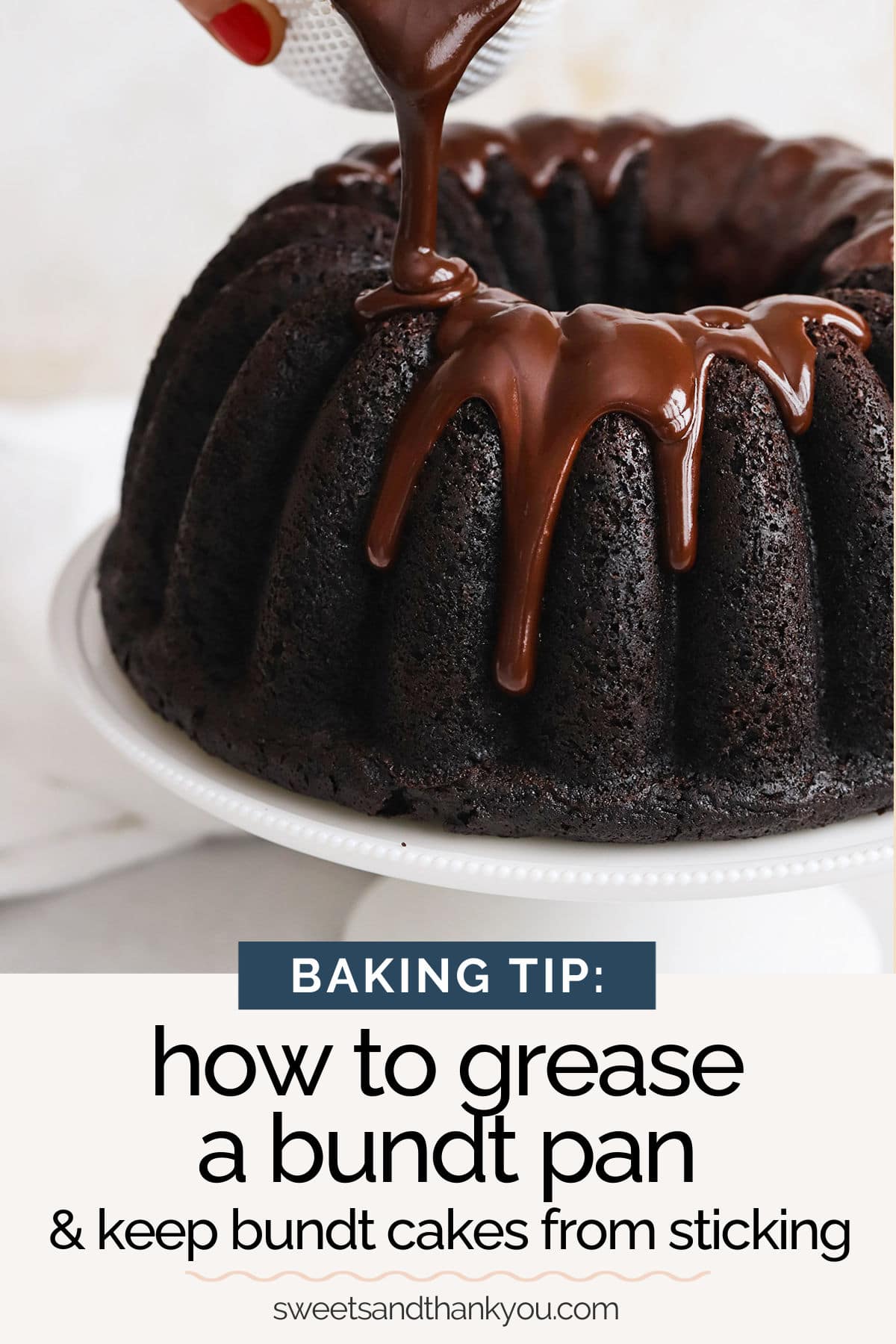 How To Grease A Bundt Pan - Learn the best way to grease your bundt pan and how to keep bundt cakes from sticking! // How to Grease Bundt Pans // How to prevent bundt cakes from sticking // how to prep bundt pans // baking tip // how to grease a cake pan // cake pan tips // gluten free baking // gluten free cake
