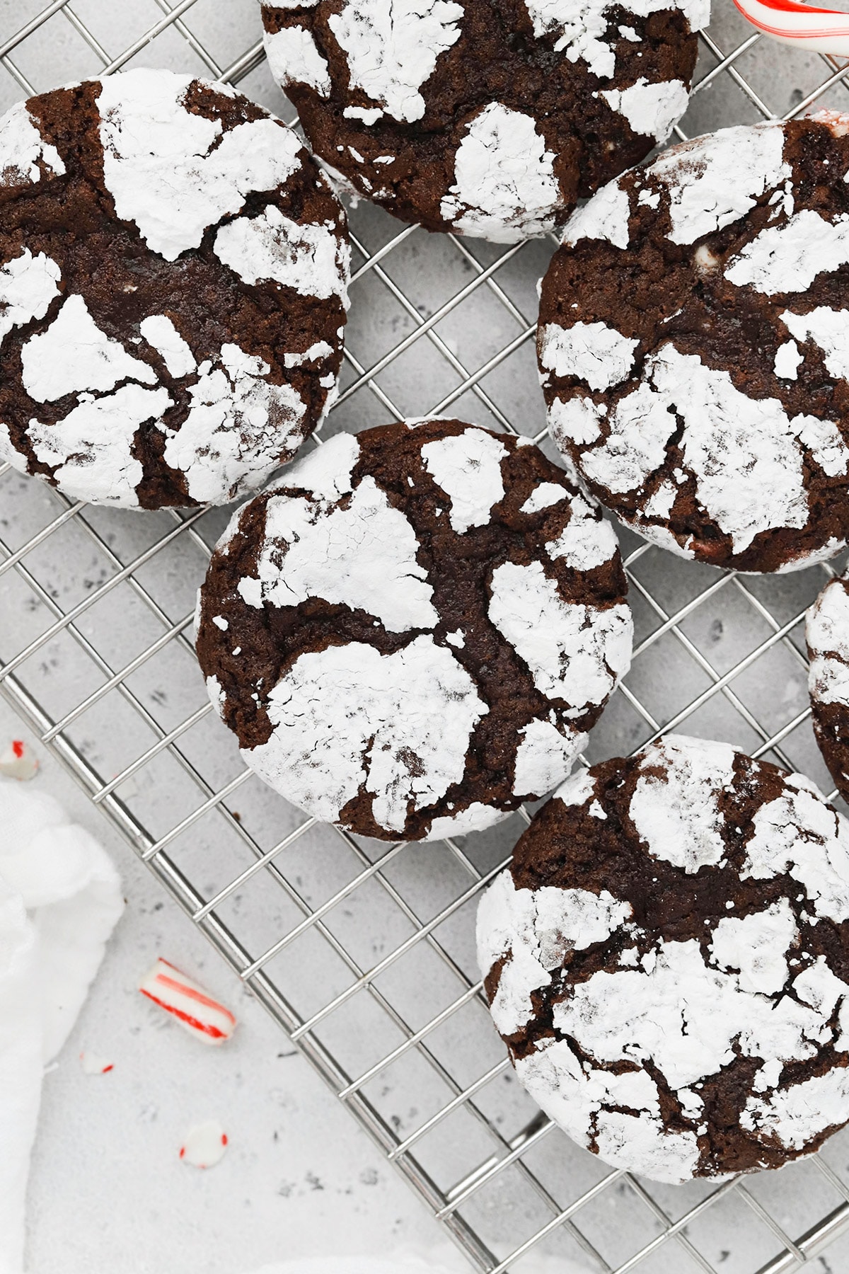 Gluten-Free Peppermint Chocolate Crinkle Cookies