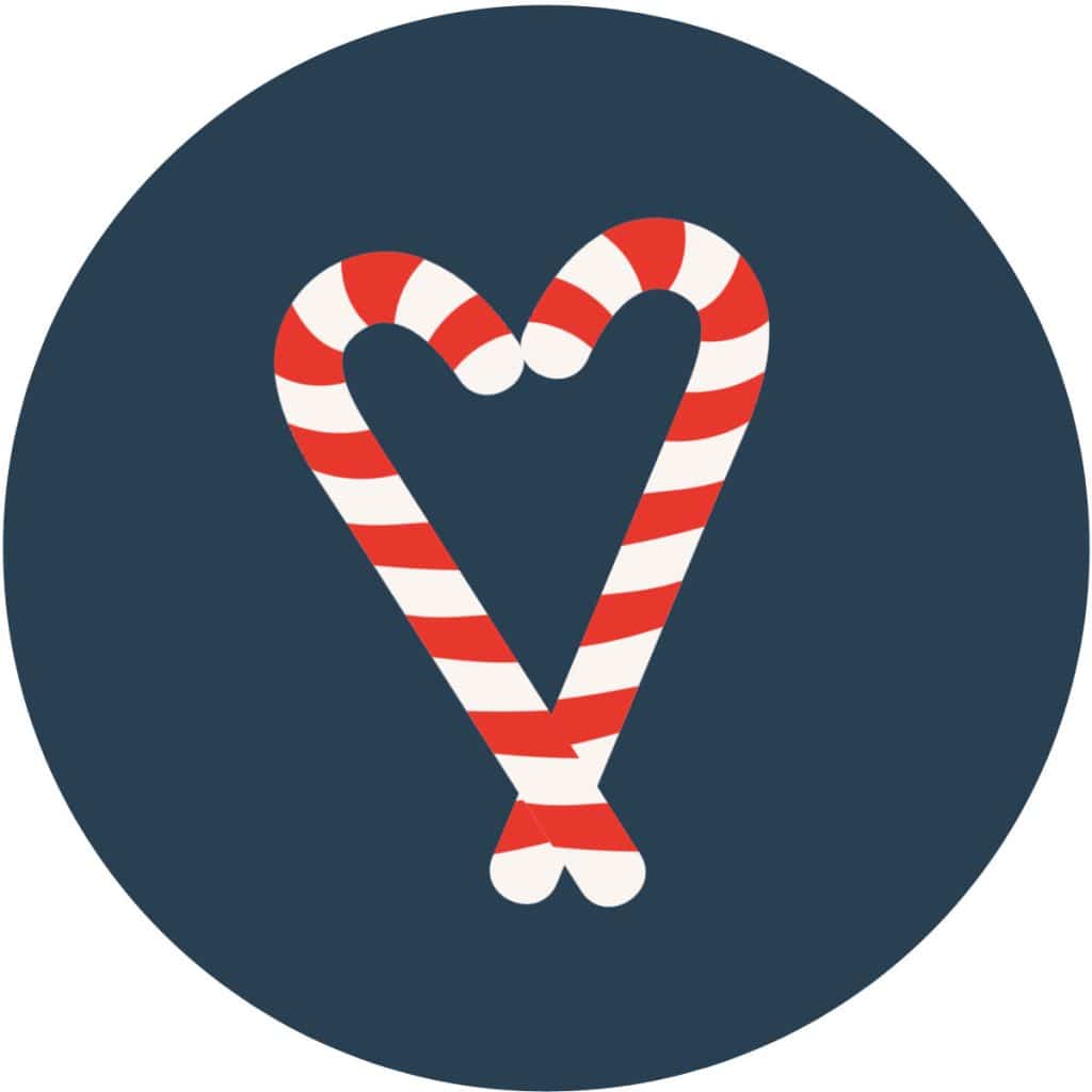 icon with two candy canes making a heart