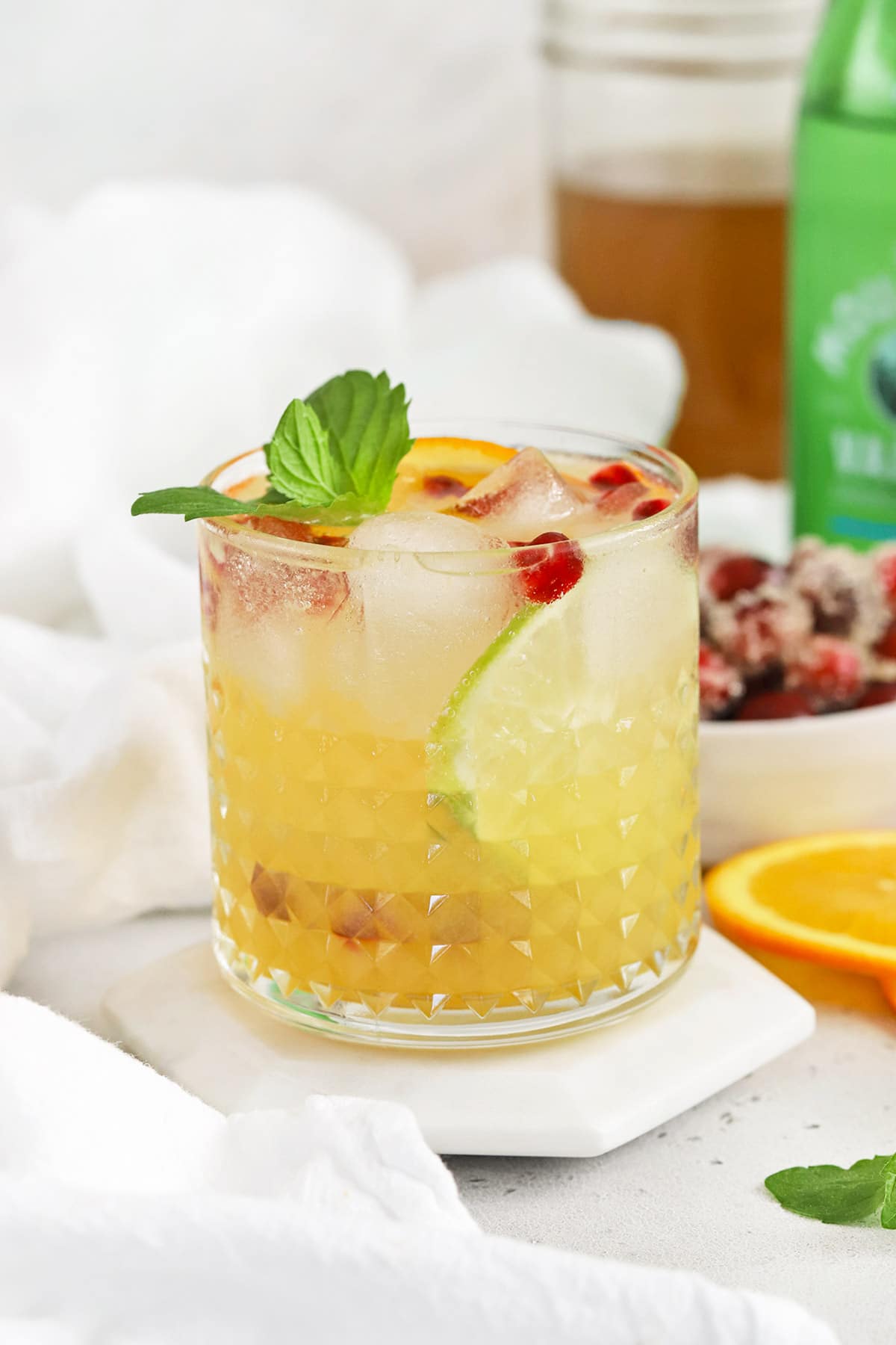 Citrus Orange Mocktails With Mint, Pomegranate and Citrus Slices