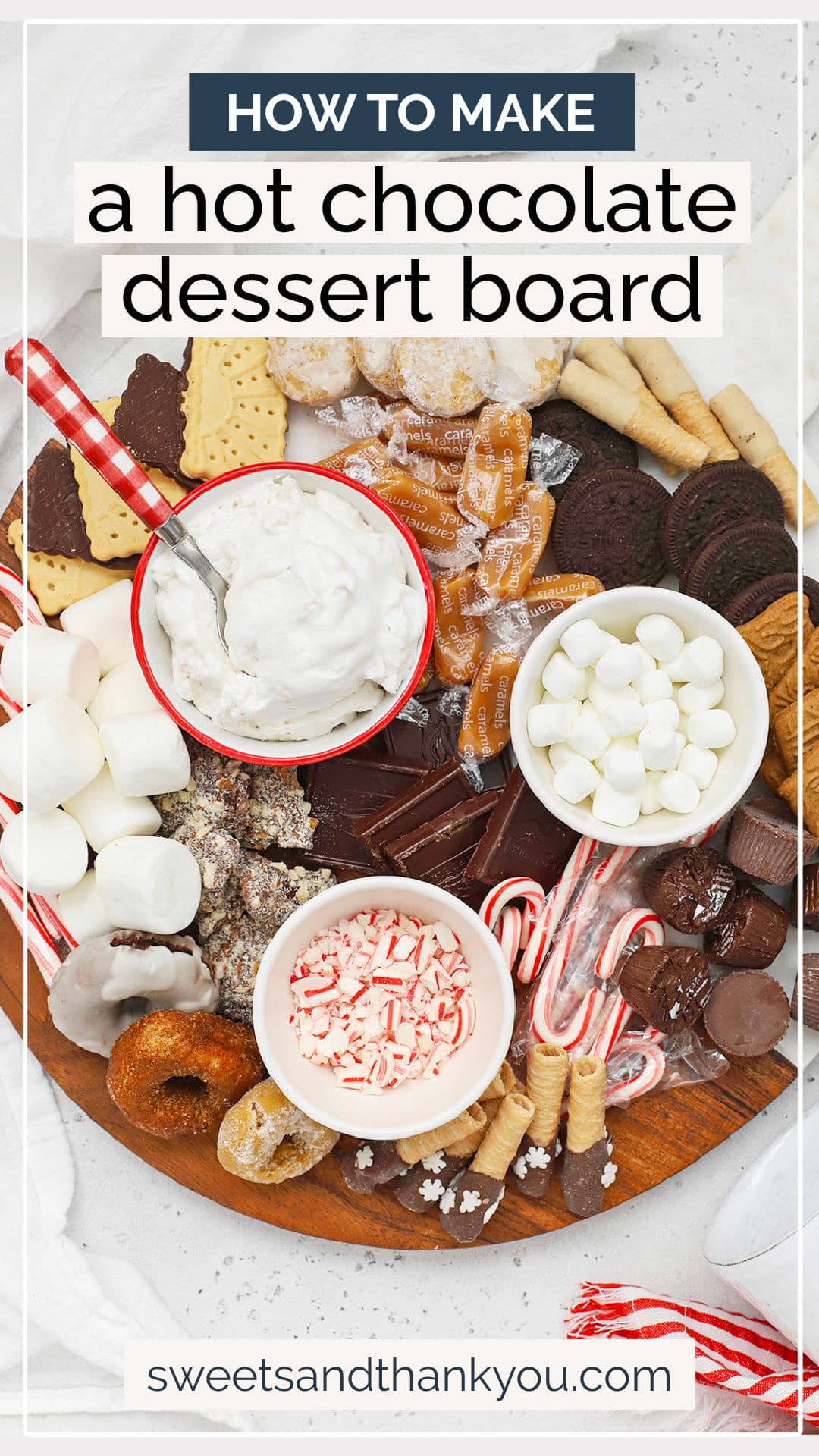 How To Make a Gluten-Free Hot Chocolate Board - Build a gluten-free hot chocolate "charcuterie" board with fun hot chocolate toppings, mix-ins & more! // Hot Chocolate Toppings // Vegan Hot Chocolate // Gluten-Free Charcuterie Board // Gluten-Free Hot Chocolate // Gluten-Free Snack Board // Gluten-free party ideas // Gluten-Free Hot Chocolate Bar // Gluten-Free Holiday Party // Chocolate Charcuterie // Dessert Charcuterie Board