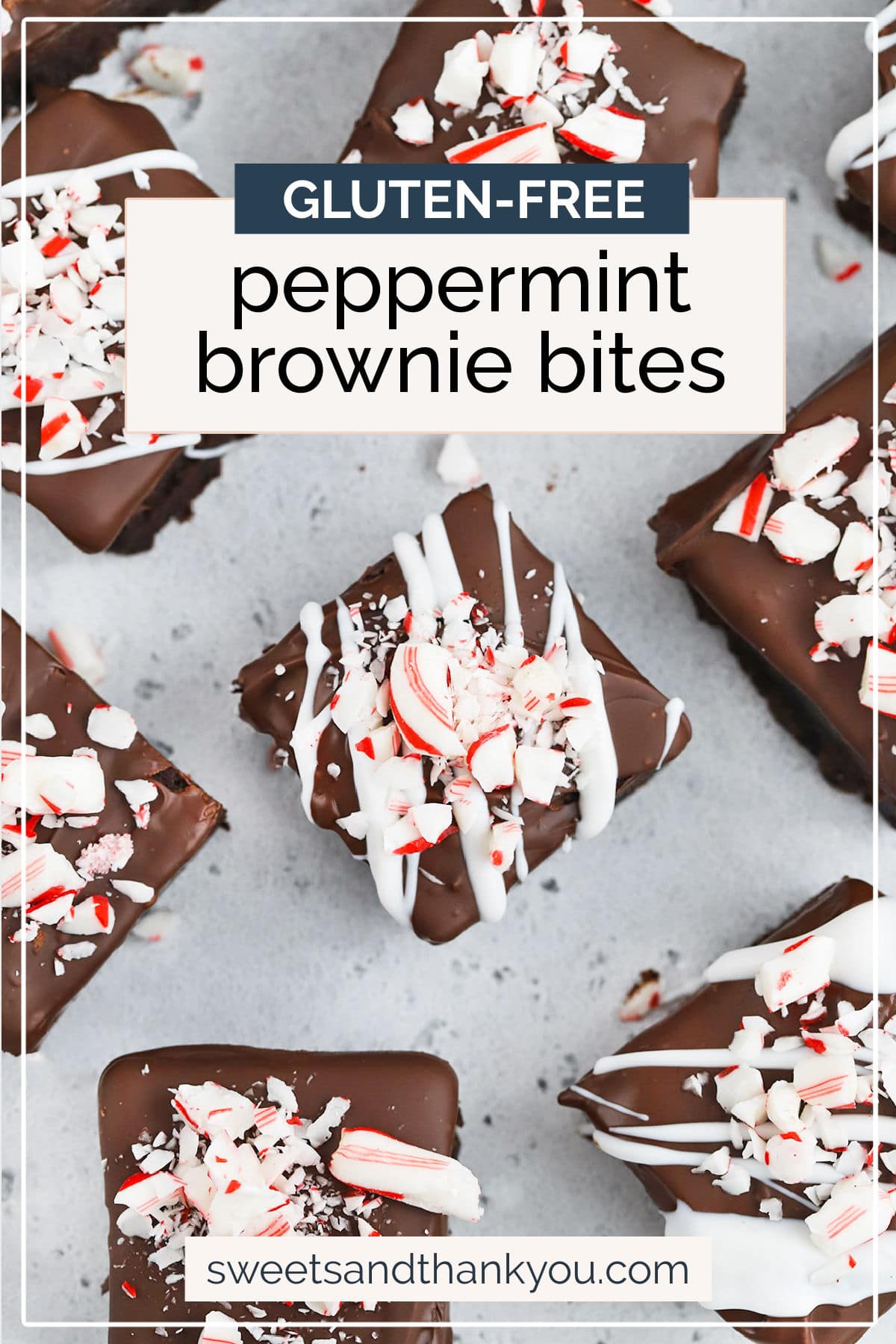  Gluten-Free Peppermint Brownie Bites - These gluten-free brownie bites are dipped in chocolate & coated with crunchy peppermint bits! // Gluten-free peppermint brownies // gluten-free brownie bites recipe // gluten-free christmas cookies // gluten-free holiday dessert // gluten-free christmas recipes