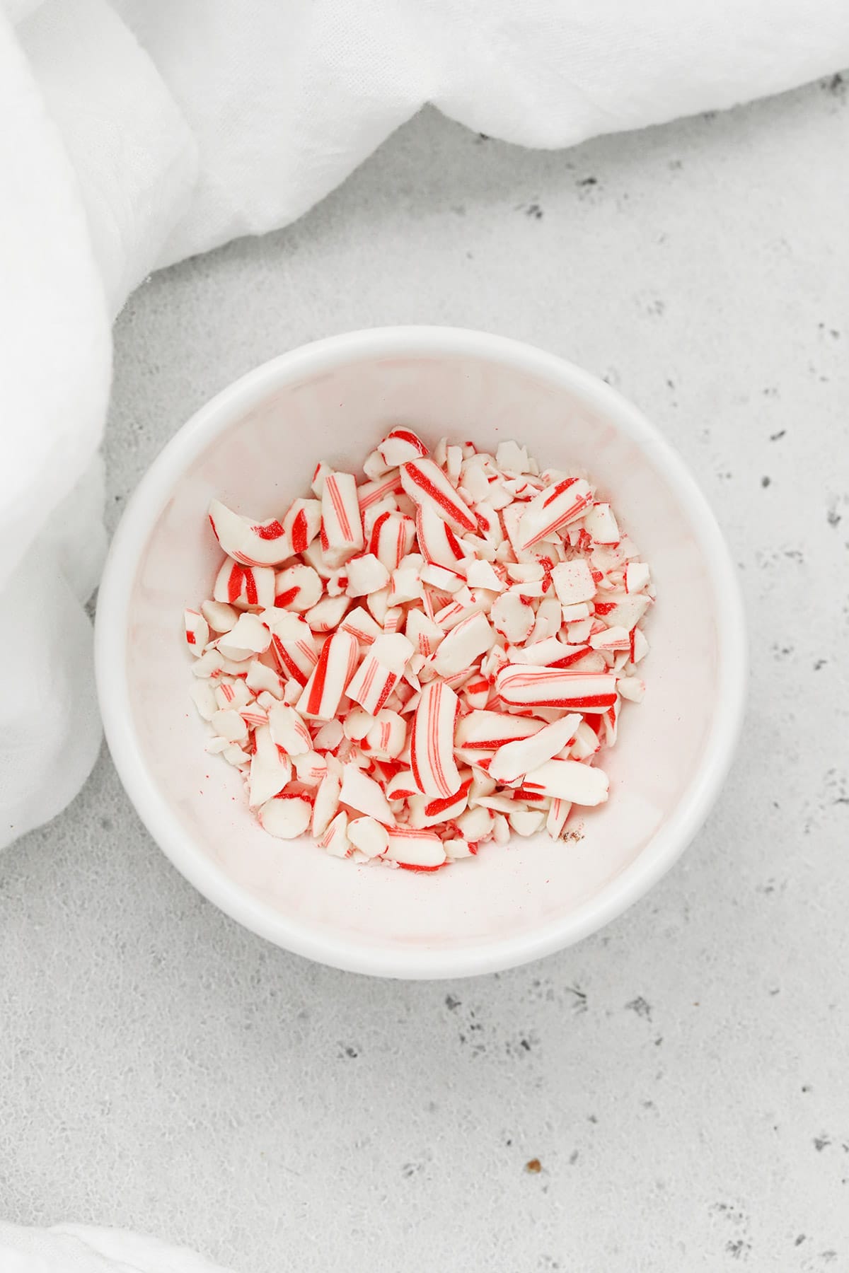 Bowl of crushed candy canes