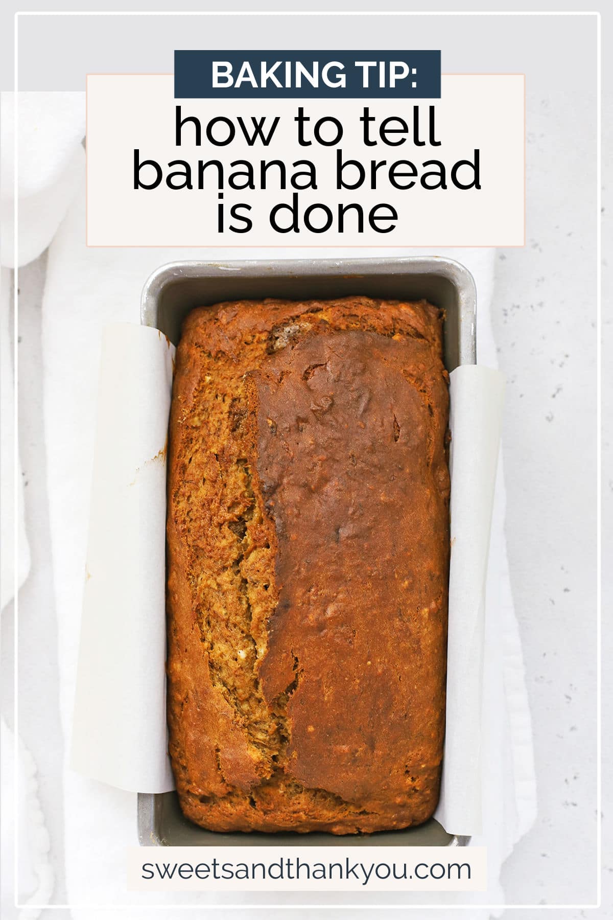 How To Tell When Banana Bread Is Done - How do you know your banana bread is done? We'll walk you through our tried & true tricks so you don't end up with under-baked banana bread again. // how to fix undercooked banana bread // how to tell if banana bread is done // how to tell if banana bread is cooked all the way through // baking tips // gluten free baking tips // banana bread tips // toothpick trick // how to tell if banana bread is cooked without a thermometer // 
