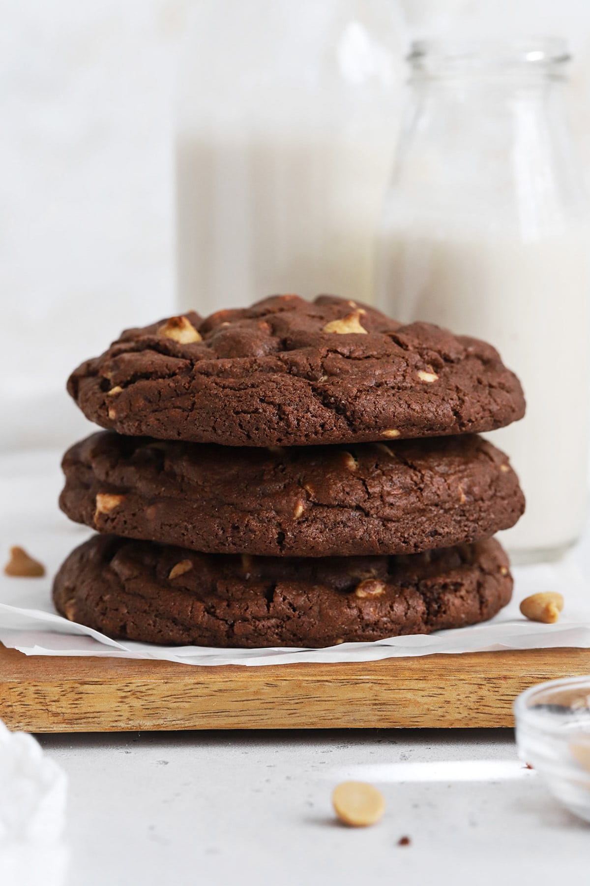 Front view of gluten-free levain dark chocolate peanut butter chip cookies
