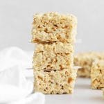 3 gluten-free krispies treats stacked on top of each other