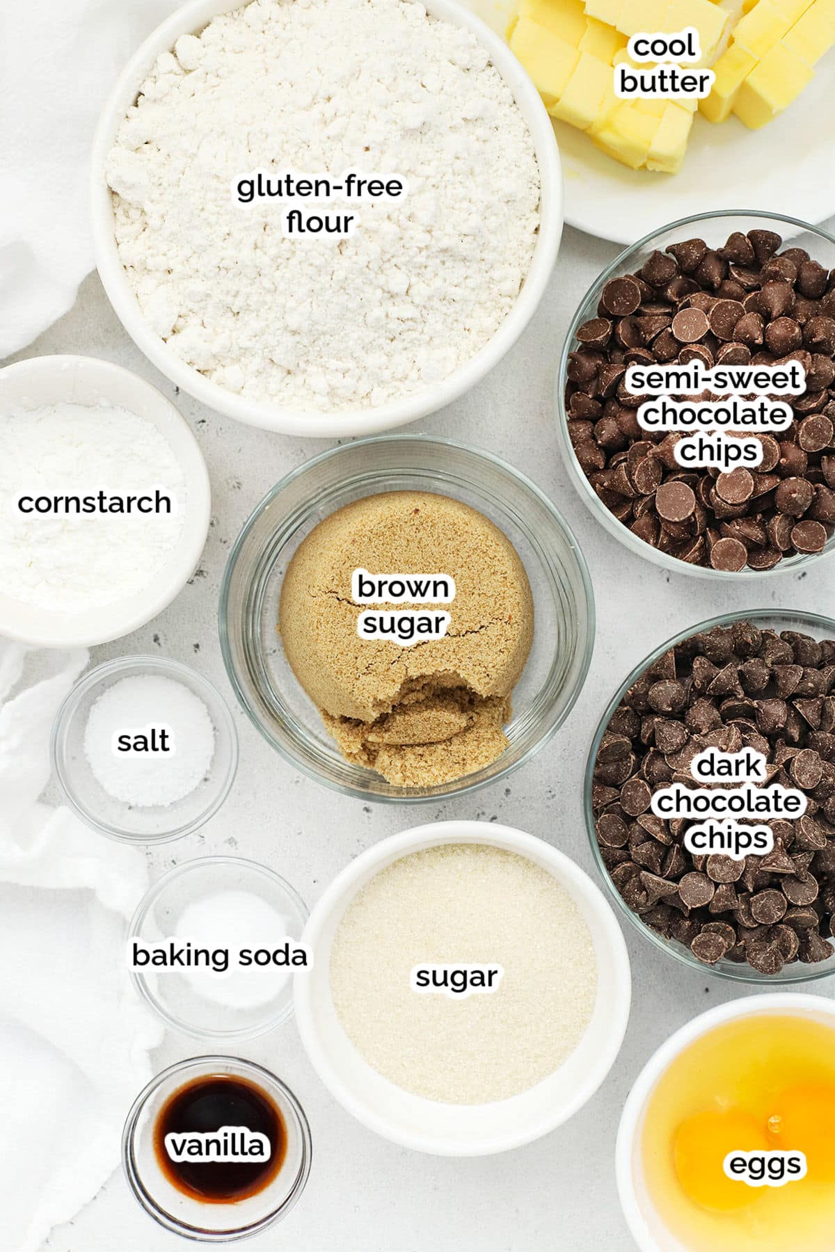 ingredients for levain gluten-free chocolate chip cookies