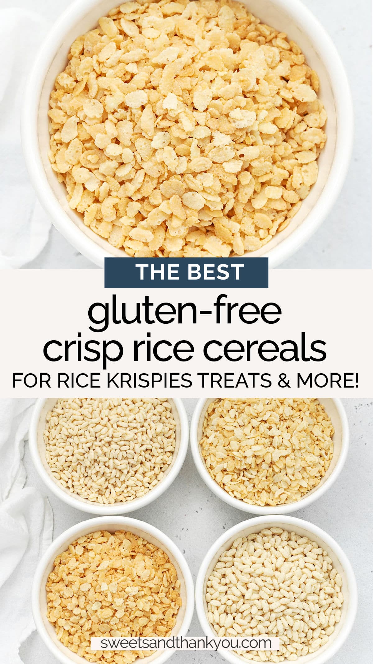Rice Krispies are NOT gluten-free, but these are the best brands of gluten-free crisp rice cereal for gluten-free Rice Krispies treats & more! // what brands of rice krispies are gluten-free? gluten-free crisp rice cereal // gluten-free rice krispies treats cereal // gluten-free baking tips // gluten-free taste test // the best gluten-free rice krispies treats // gluten-free rice Krispies brands //