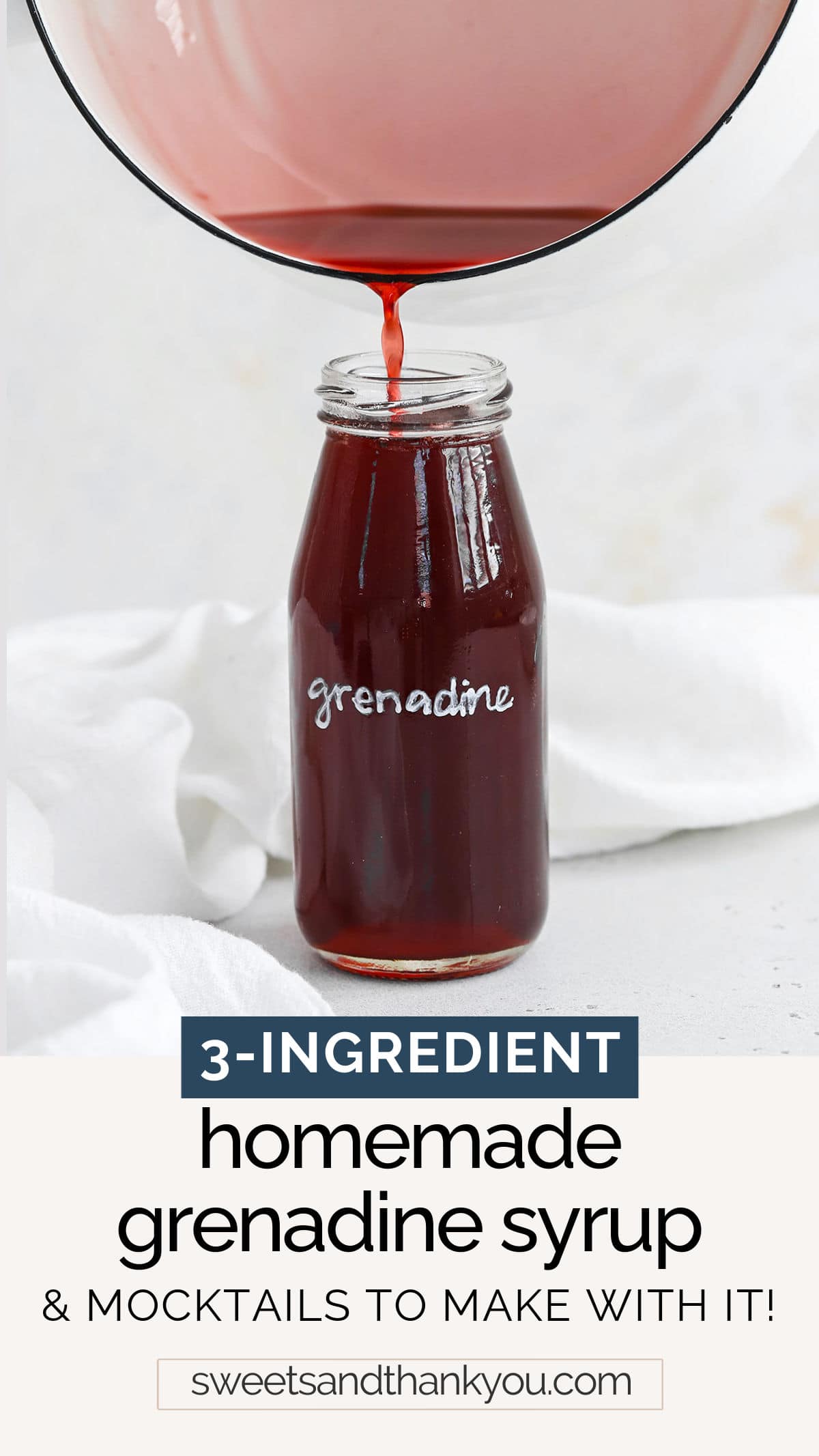 How To Make Homemade Grenadine Syrup - This grenadine syrup recipe couldn't be easier! It takes 3 ingredients and just a few minutes. You'll love the gorgeous color and flavor it adds to your favorite drinks! // How to make grenadine syrup // grenadine recipe // what’s in grenadine // grenadine ingredients // is grenadine cherry or pomegranate // grenadine mocktails // grenadine drinks // mocktail recipes // non alcoholic drinks //