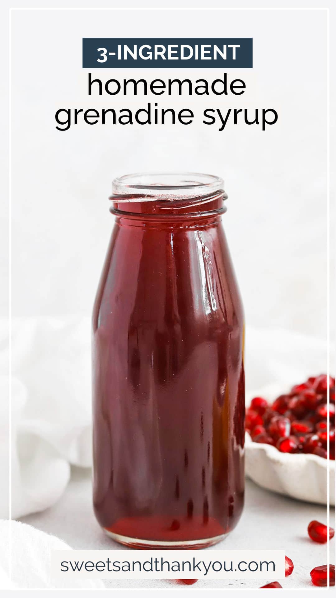 How To Make Homemade Grenadine Syrup - This grenadine syrup recipe couldn't be easier! It takes 3 ingredients and just a few minutes. You'll love the gorgeous color and flavor it adds to your favorite drinks! // How to make grenadine syrup // grenadine recipe // what’s in grenadine // grenadine ingredients // is grenadine cherry or pomegranate // grenadine mocktails // grenadine drinks // mocktail recipes // non alcoholic drinks //