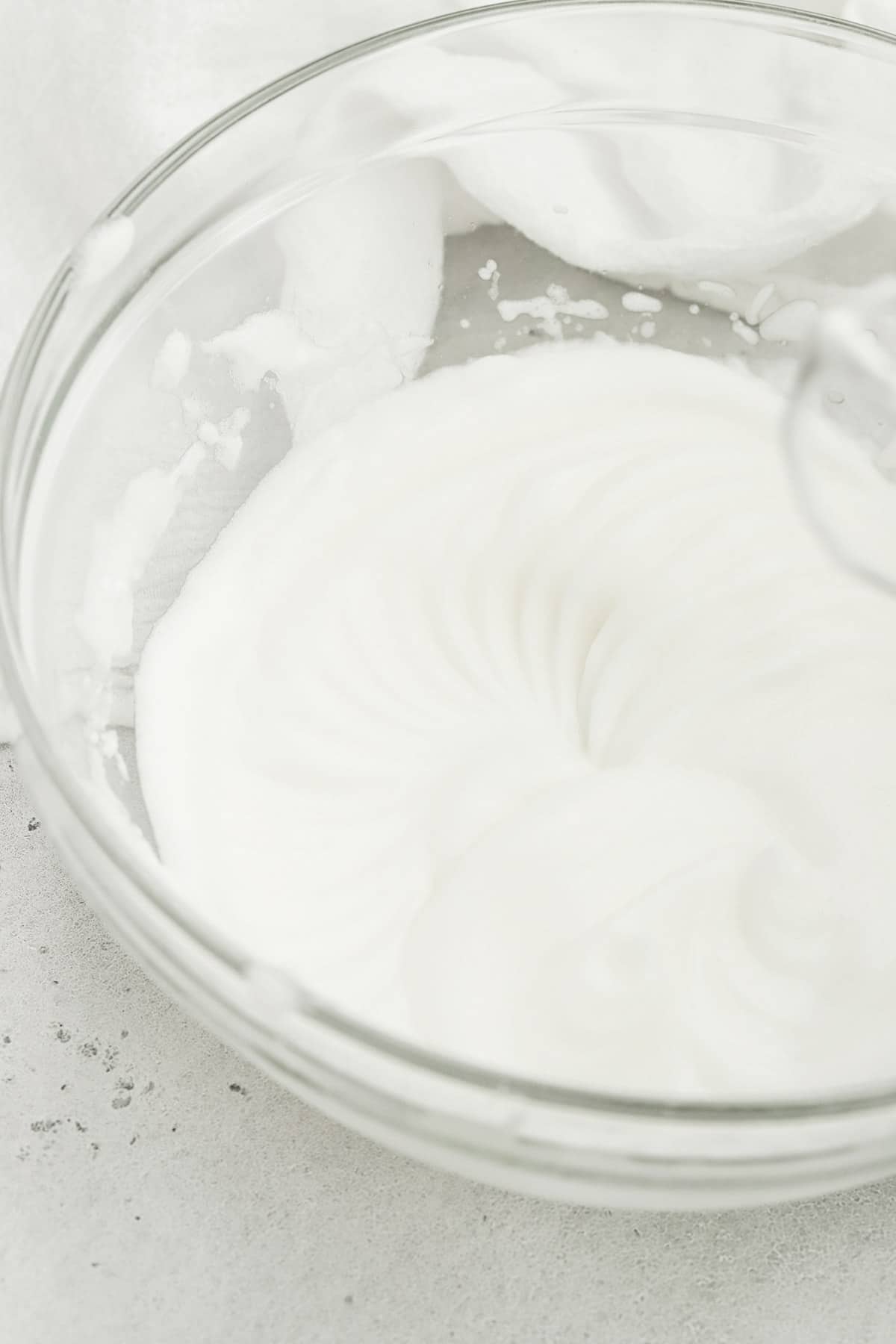 Close up view of whipped egg whites
