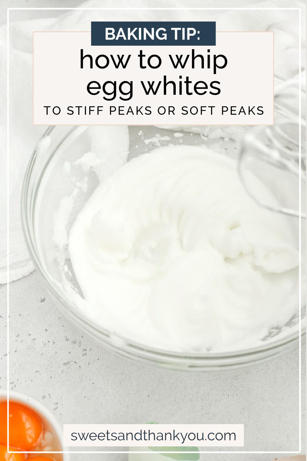 How To Whip Egg Whites - Learn how to whip egg whites into stiff peaks or soft peaks for all your favorite recipes. Don't miss our tips! // how to whip egg whites to stiff peaks // egg whites stiff peaks // egg whites soft peaks // why won't my eggs whip // whipping egg whites // soft peaks vs. firm peaks // soft peaks vs firm peaks // how to whip an egg white // how to use whipped egg whites // how long does it take to whip egg whites