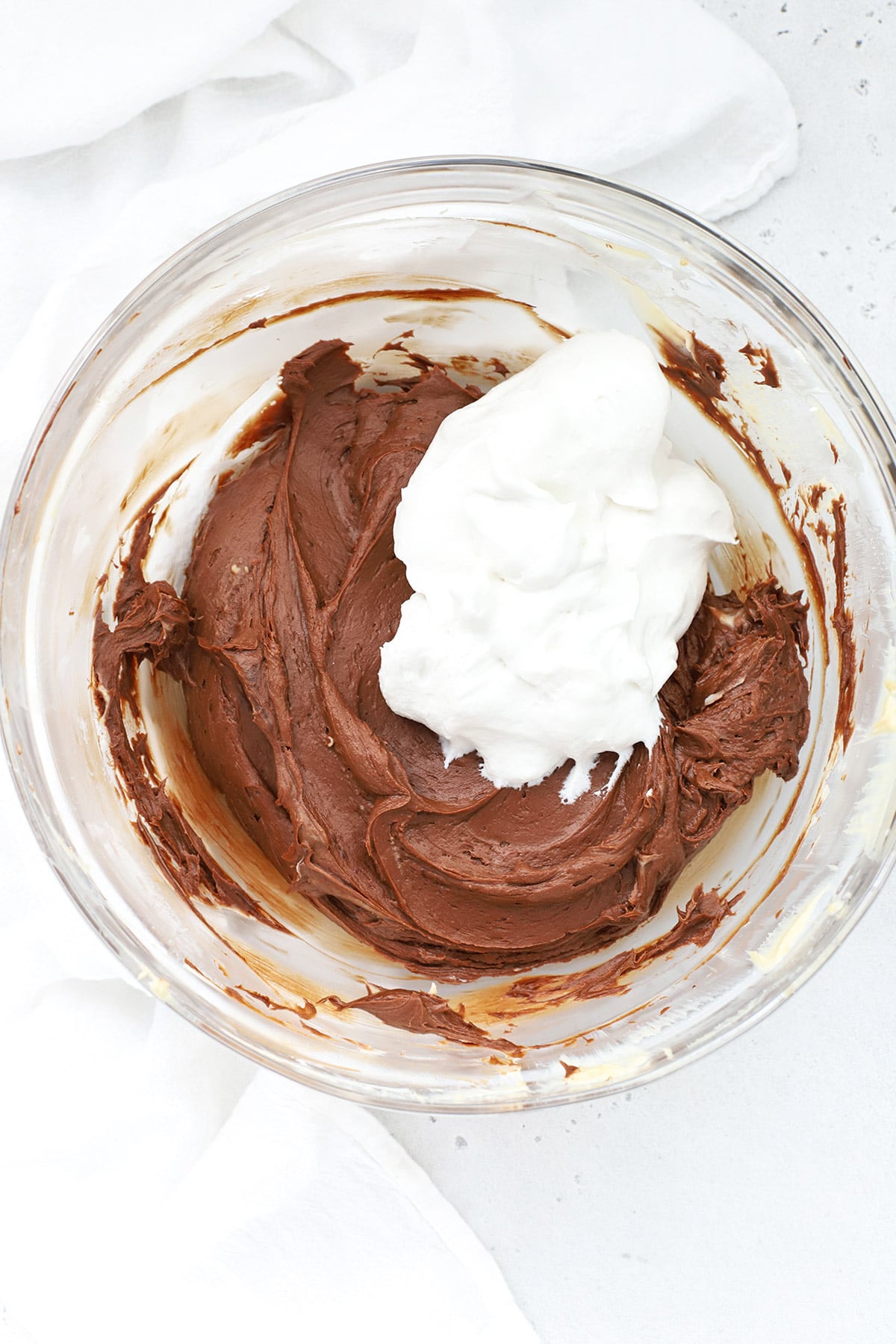 Adding whipped topping to no bake chocolate cheesecake filling