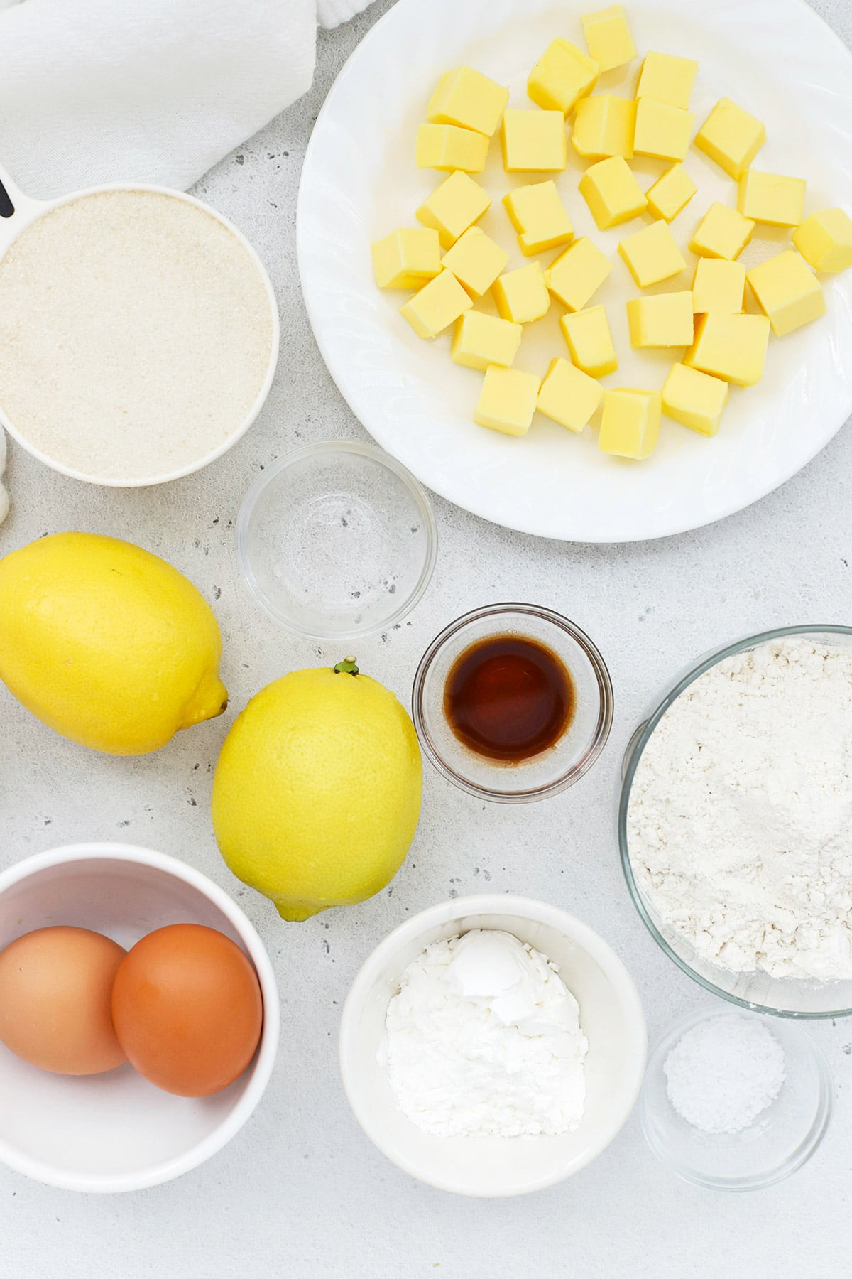 Ingredients for gluten-free lemon brownies