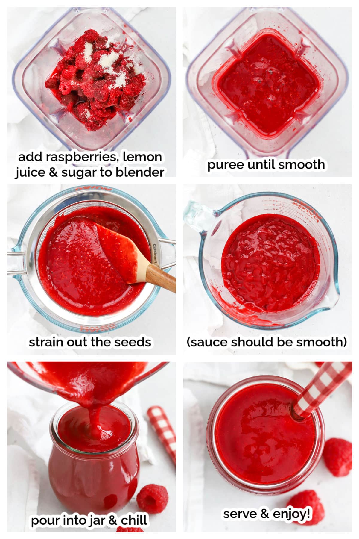 making homemade raspberry coulis step by step