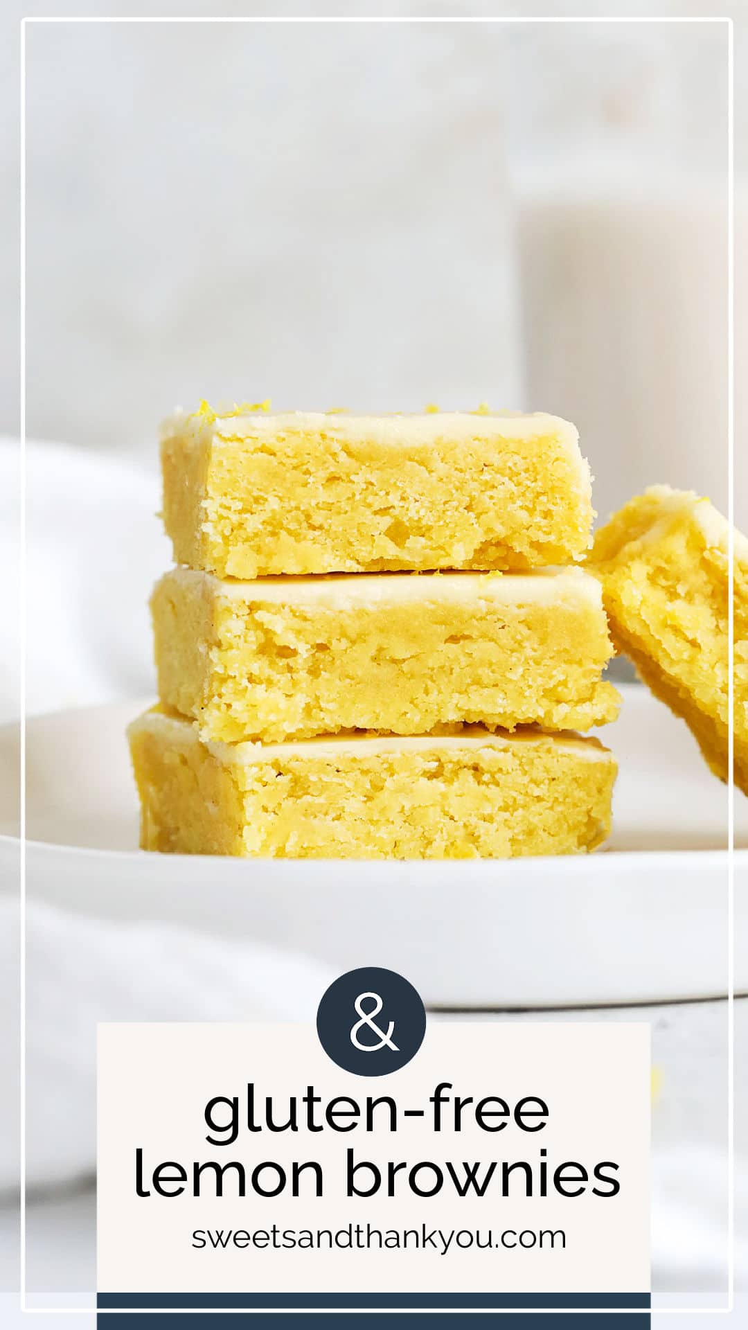 Gluten-Free Lemon Brownies - These fudgy lemon brownies are full of zesty citrus flavor. They're like taking a bite out of sunshine! // gluten free lemon brownie recipe // the best lemon brownies // easy lemon brownies // fudgy lemon brownie recipe // iced lemon brownies // lemon icing // lemon blondies // gluten-free lemon blondies // gluten-free lemon desserts // gluten-free Easter desserts // lemon dessert recipe // gluten-free spring dessert // gluten-free brownies