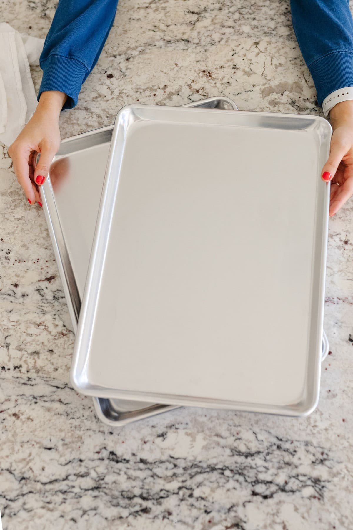 Light-colored sheet pans for baking cookies