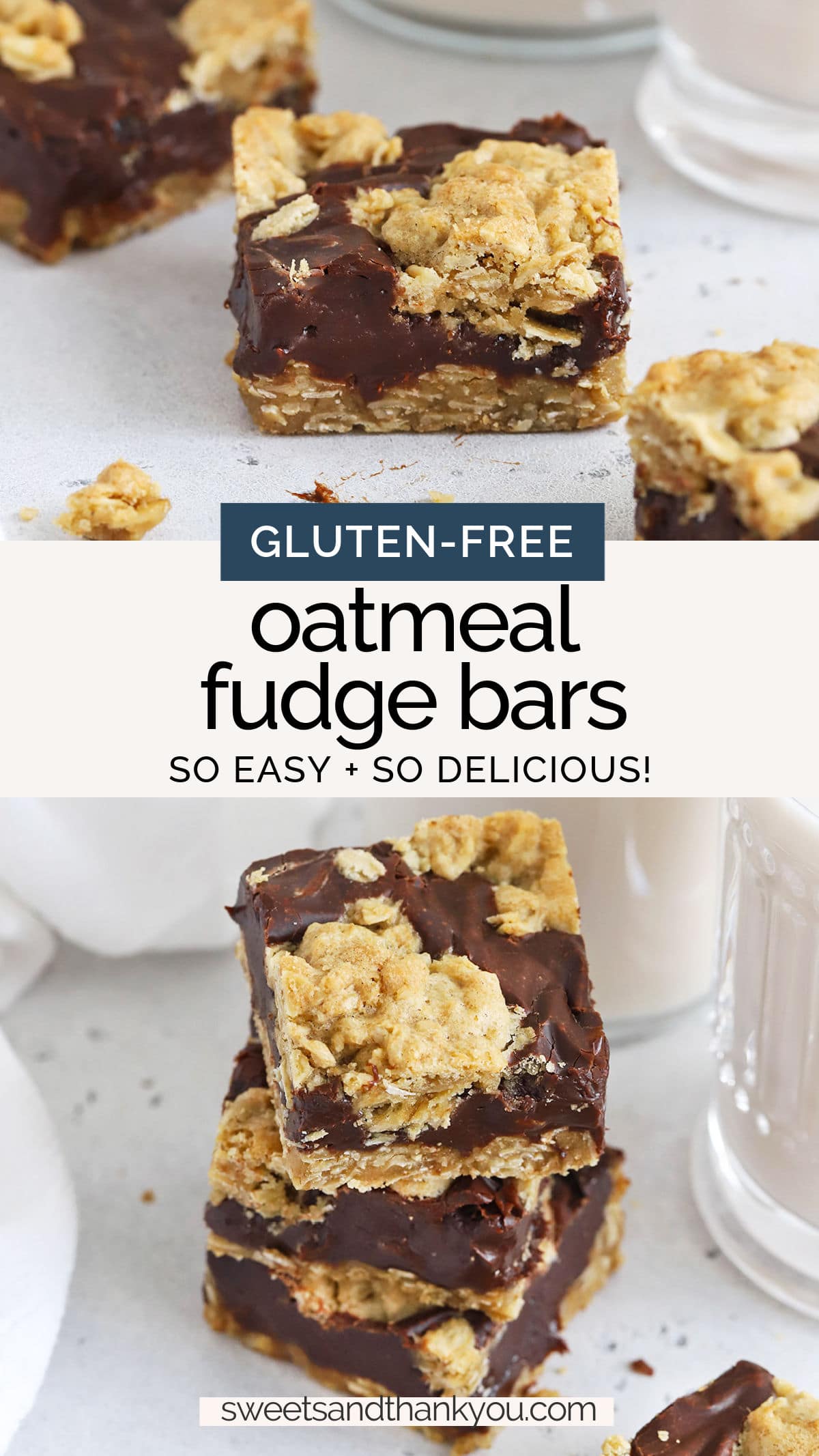 Gluten-Free Oatmeal Fudge Bars - This gooey oatmeal fudge bars recipe gets a gluten-free glow-up! You'll love the texture & flavor of these yummy chocolate oat bars. // the best gluten free chocolate oatmeal bars // gluten free chocolate oat bars // gluten-free fudge bars // gluten-free starbucks chocolate oat bars // gluten-free starbucks chocolate oatmeal bars // oatmeal fudgies // oatmeal fudgy bars // gluten-free cookie bars // easy gluten-free dessert //