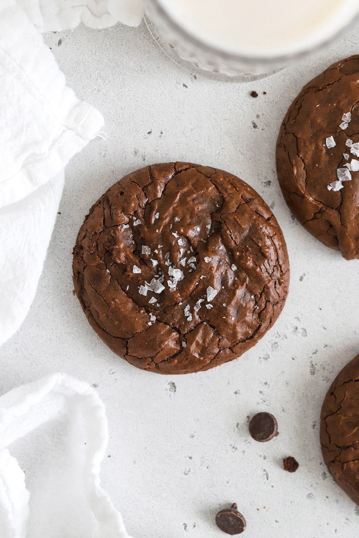 Gluten-free brownie cookies on a white backdrop
