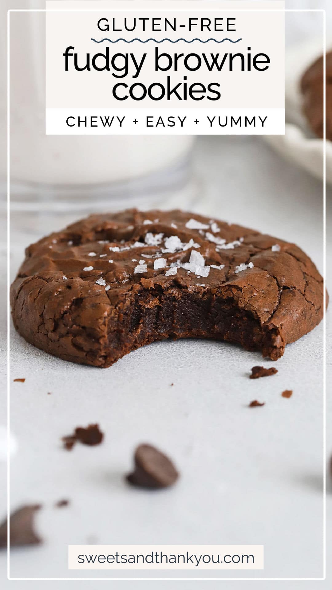 Gluten-Free Brownie Cookies - These fudgy chocolate brownie cookies are magically gluten-free, taste amazing & come together in minutes! // Gluten-free Chocolate Brownie Cookies // Gluten-Free Fudgy Brownie Cookies // Gluten-Free Brookies // Gluten-Free Brownie Cookie Recipe // gluten free cookies // easy gluten-free chocolate cookies // fudgy chocolate cookies // gluten-free brownie cookie // ice cream sandwich cookies