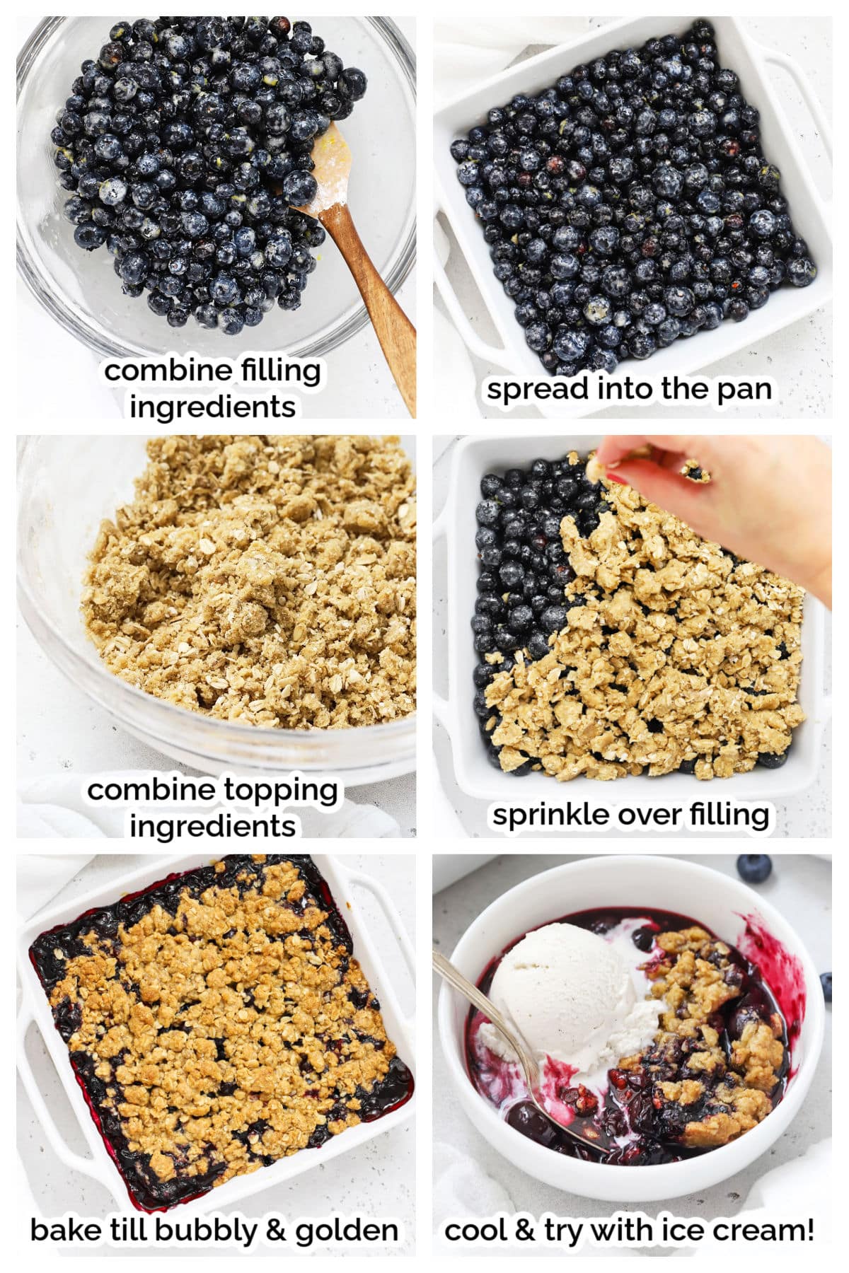 making gluten-free blueberry crisp step by step