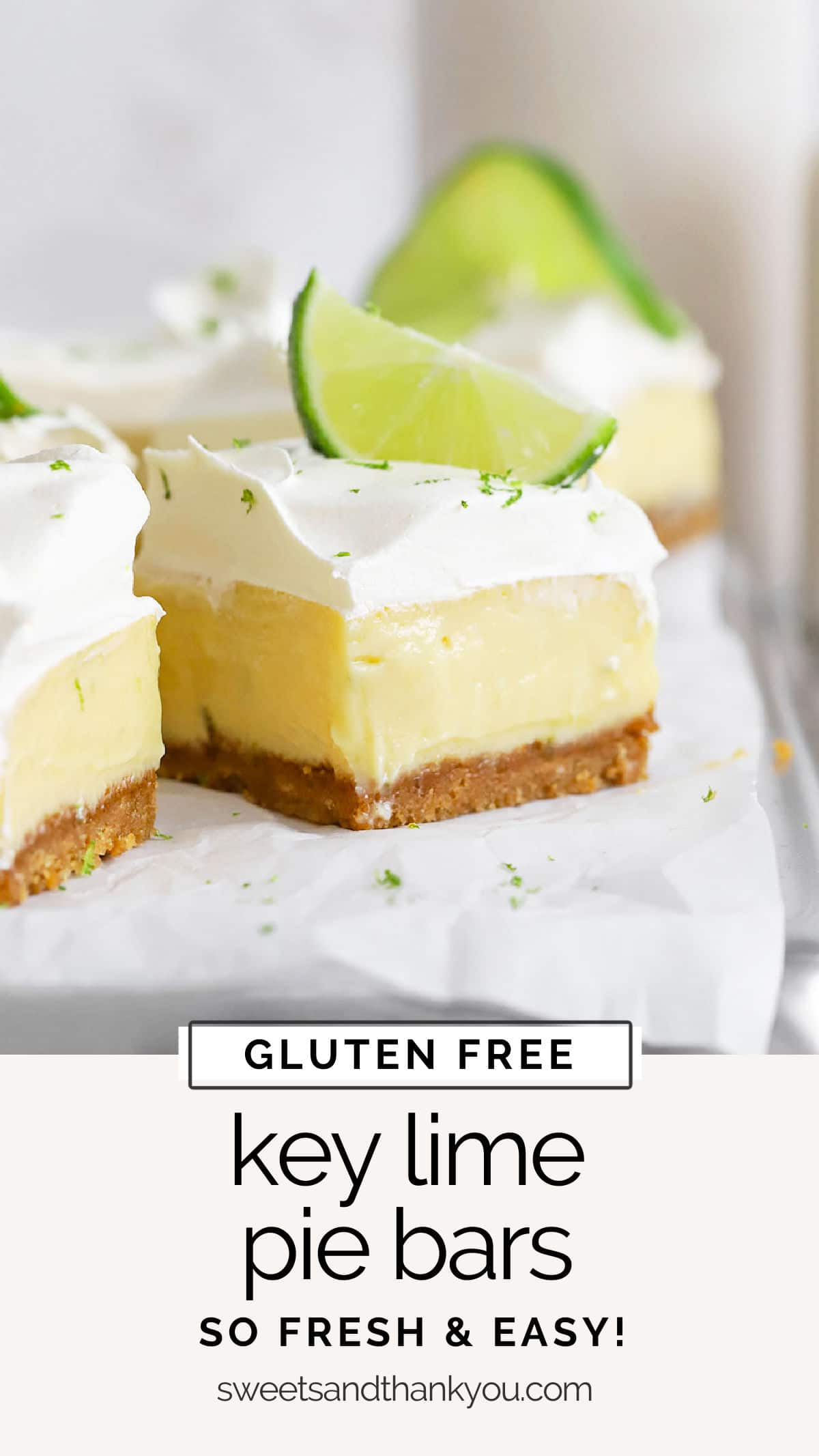 Gluten-Free Key Lime Pie Bar - Everything you love about key lime pie made easier! These key lime pie bars are fresh, bright, and so easy to make! // gluten-free key lime pie // gluten free pie bars // easy key lime pie // key lime pie filling // gluten free graham cracker crust // gluten-free key lime pie filling // easy gluten-free dessert // summer recipes // gluten free pie // 