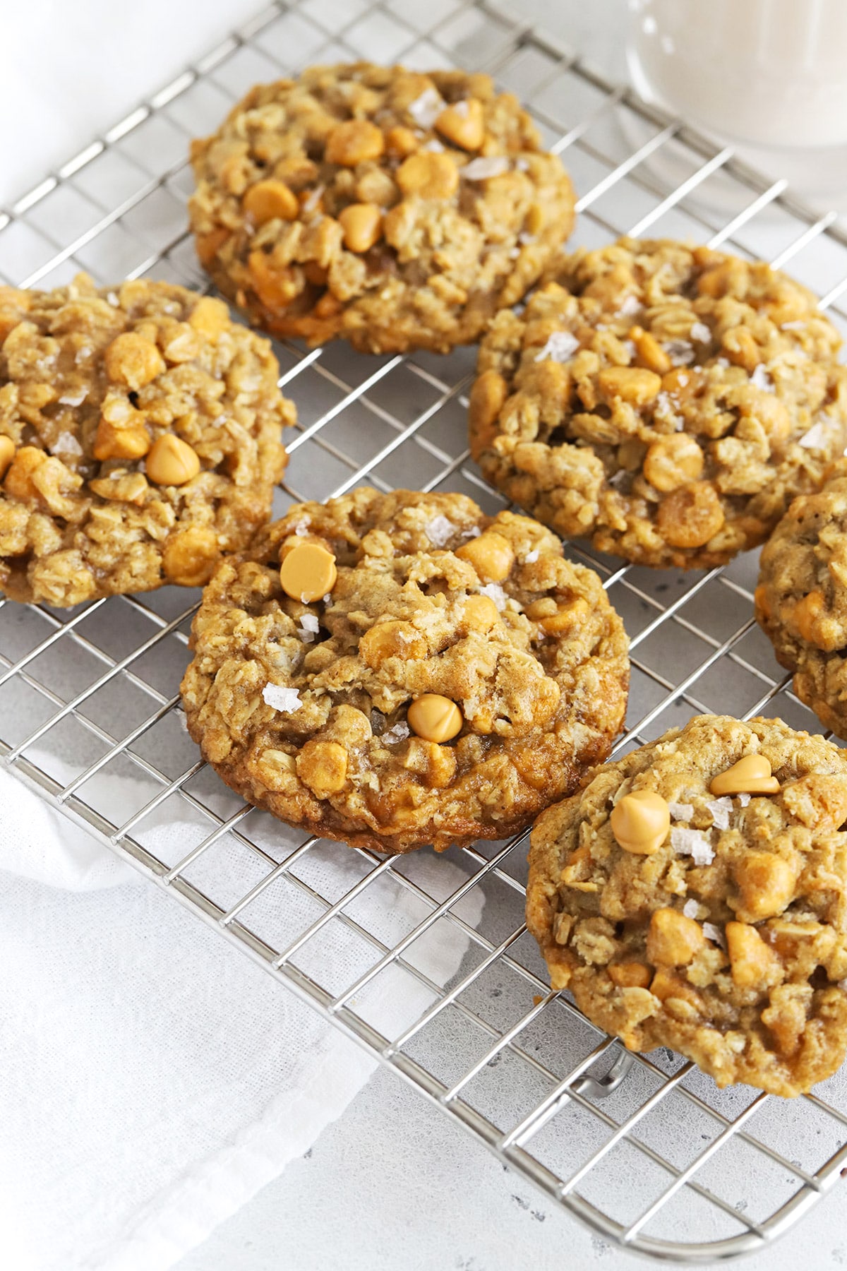 gluten-free oatmeal scotchies topped with flaky sea salt