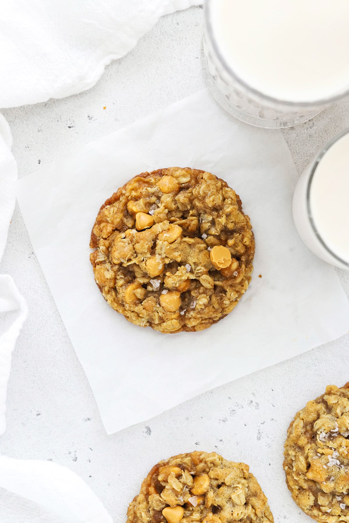 gluten-free oatmeal scotchies topped with flaky sea salt
