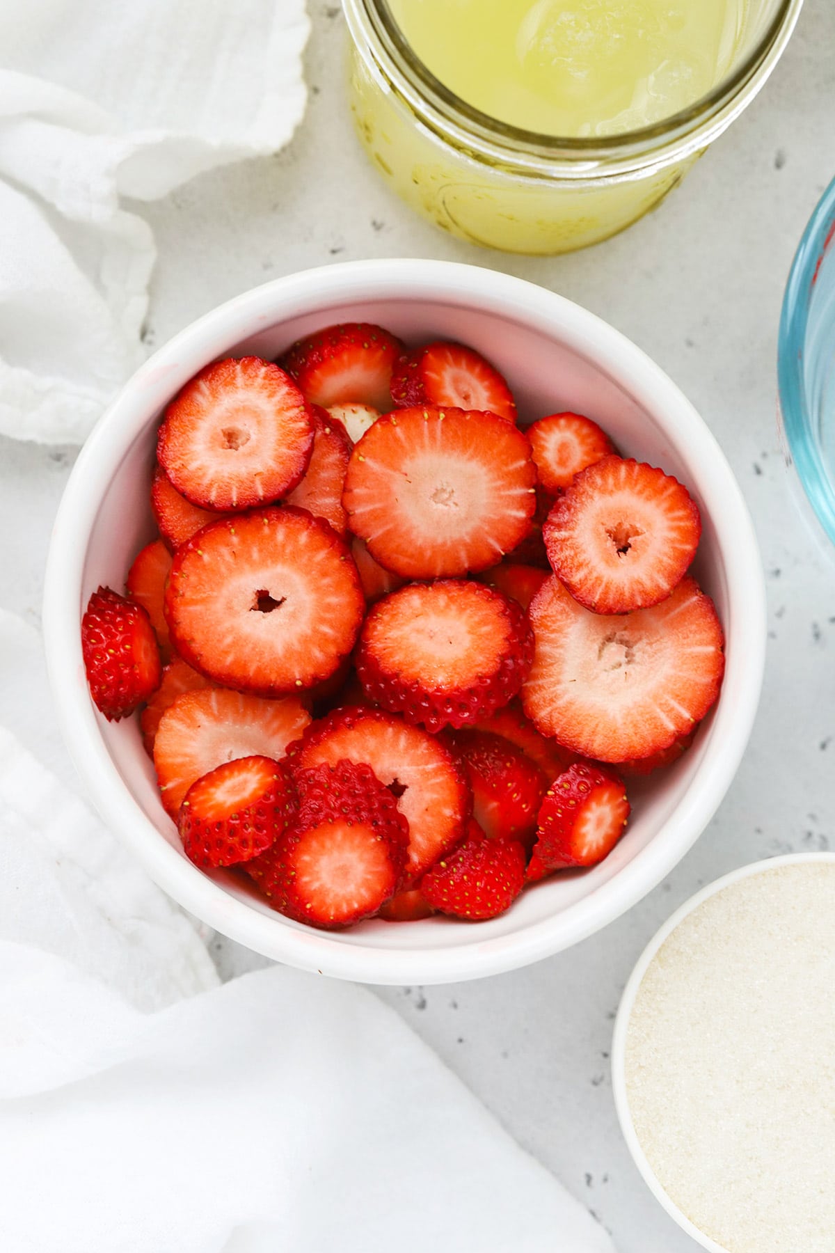 Ingredients for strawberry basil lemonade