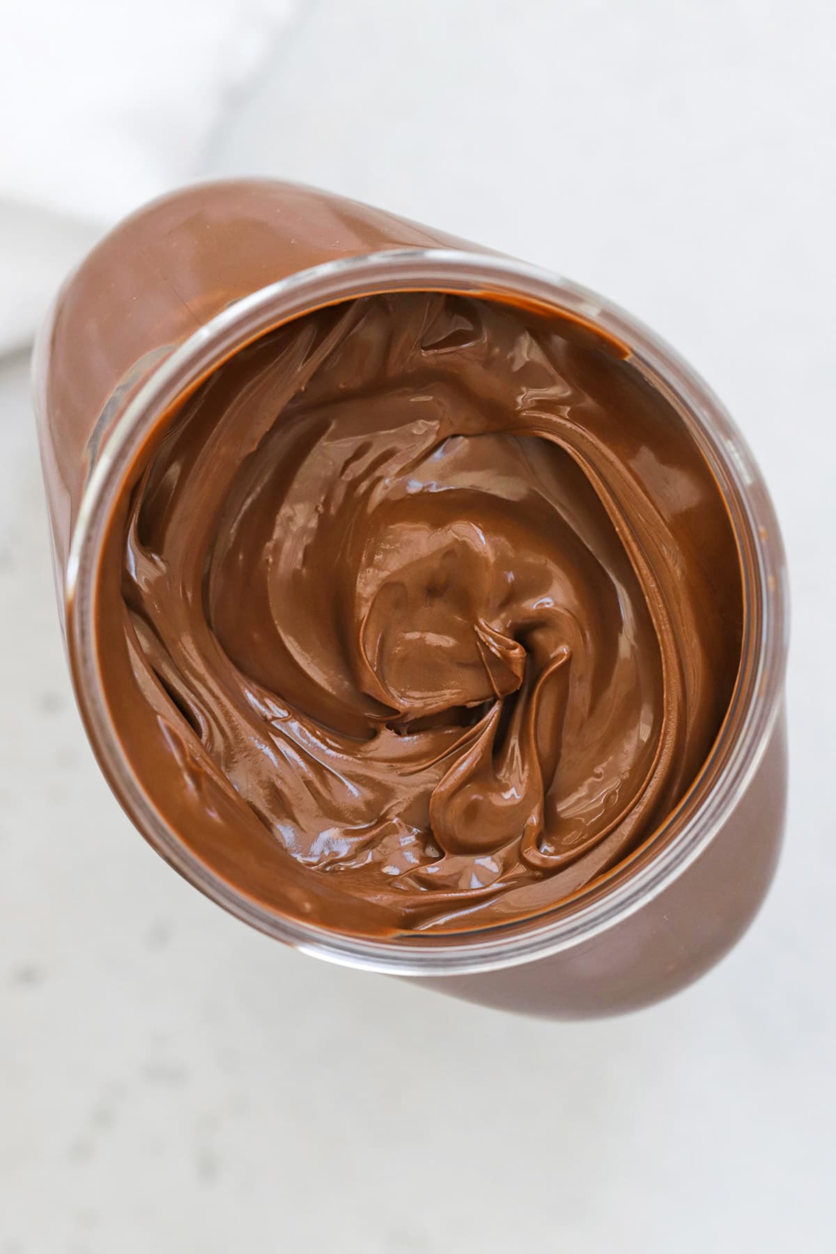 Overhead view of a jar of Nutella
