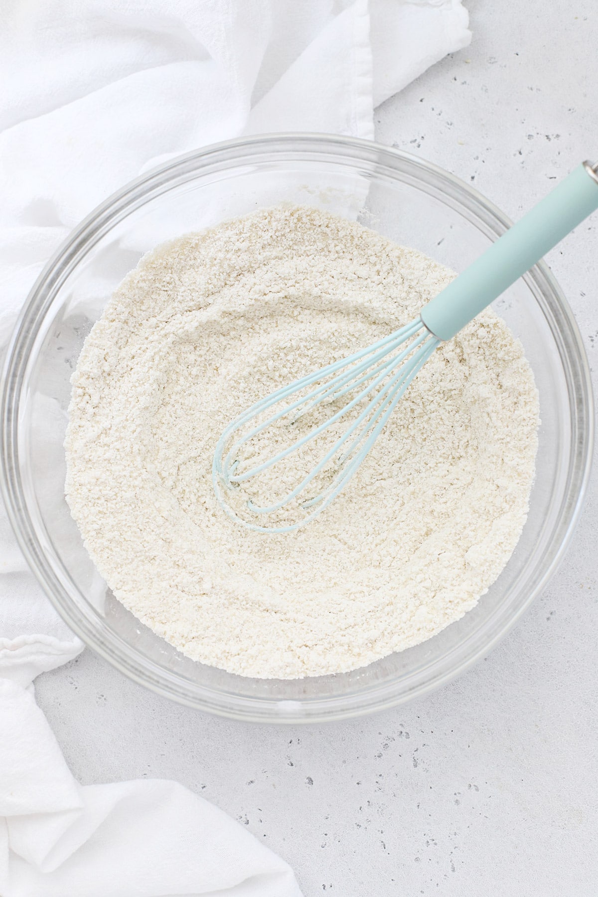 Whisked dry ingredients for gluten-free texas chocolate sheet cake