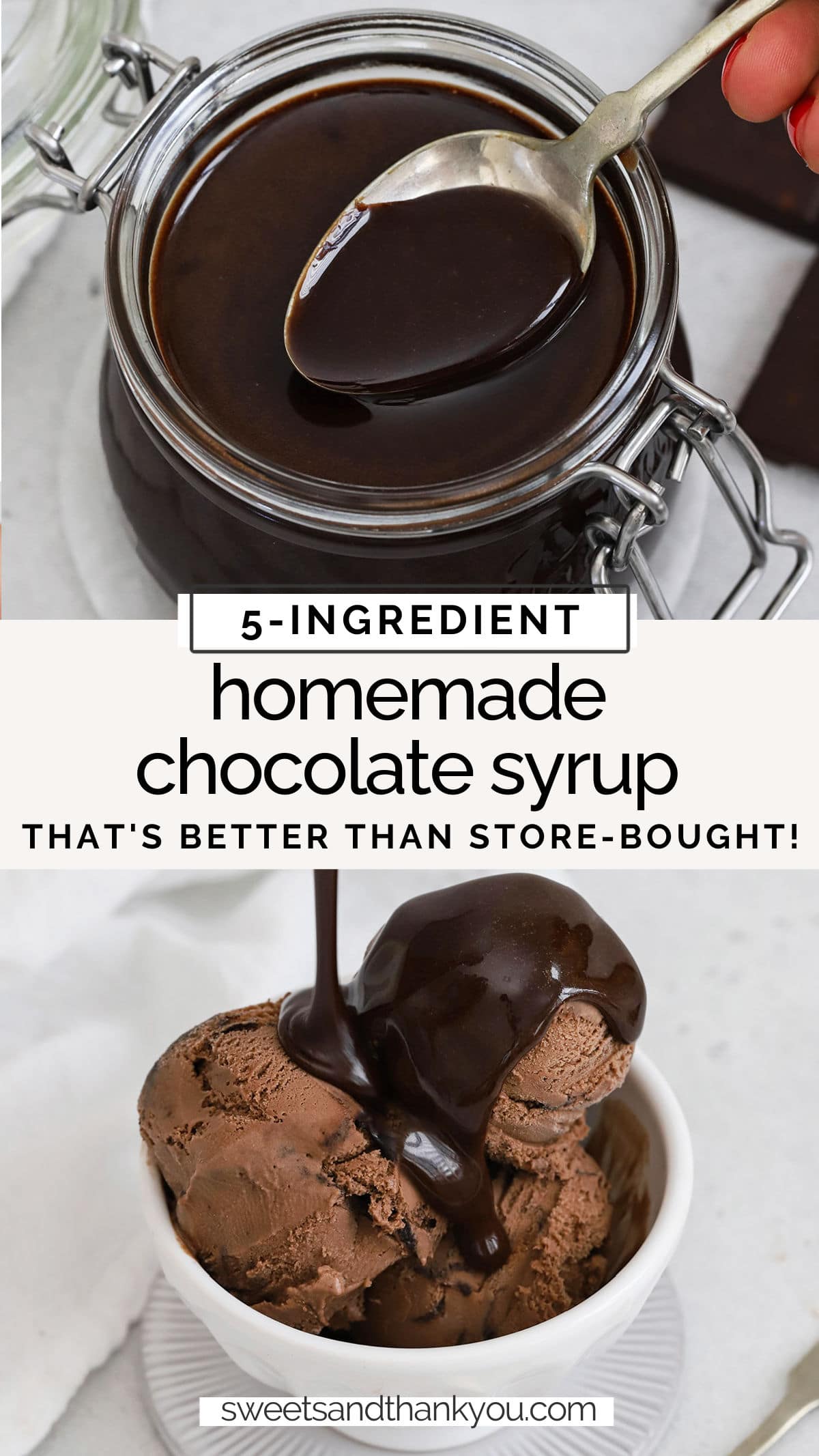 Homemade Chocolate Syrup recipe - This easy chocolate sauce is perfect for ice cream, chocolate milk, and so much more. It's like homemade Hershey's syrup! // Hersheys syrup copycat // homemade chocolate sauce / chocolate sauce fruit dip / 5 ingredient chocolate sauce / chocolate sauce for ice cream / cake plating chocolate sauce / chocolate syrup for ice cream / chocolate syrup fruit dip / hershey's syrup copycat / homemade hershey's chocolate syrup / chocolate syrup for chocolate milk 