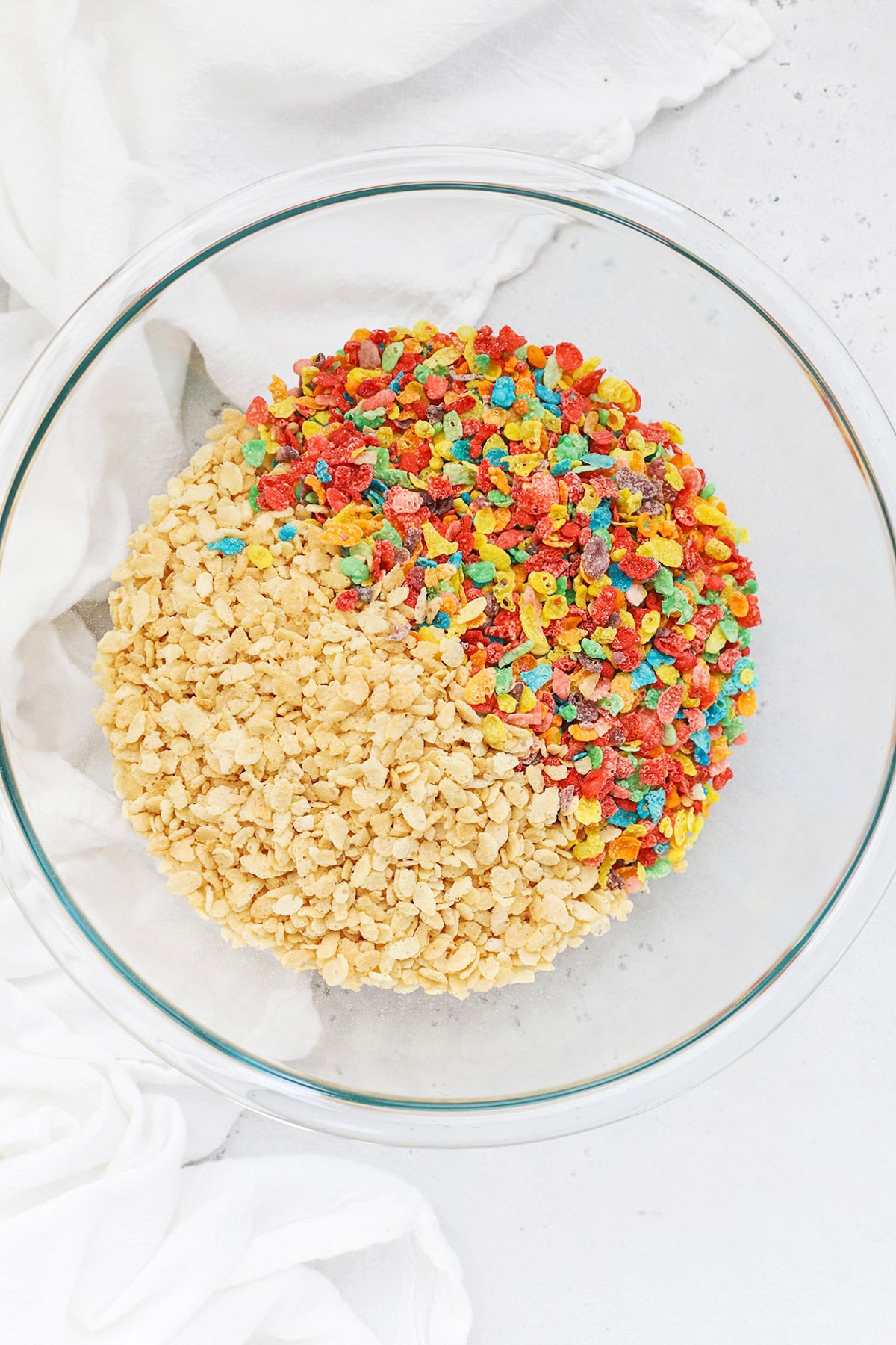 Fruity Pebbles Cereal and gluten-free crisp rice cereal to make gluten-free fruity pebbles crispy treats