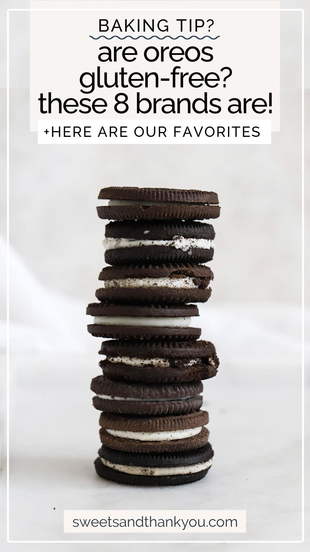 Here are 8 brands of gluten-free chocolate sandwich cookies next time you get the craving or need gluten-free Oreos for a recipe! // gluten free oreos // the best gluten-free oreos // gluten free oreo taste test // gluten-free cookies // gluten-free sandwich cookies // are oreos gluten-free // are there gluten-free oreos // gluten-free oreo substitutes //