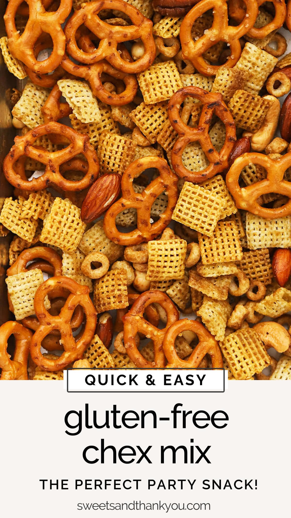 How To Make Gluten-Free Chex Mix  - Our savory gluten-free Chex mix recipe is the perfect party snack! You'll love the crunch & flavor! // gluten-free chex party mix // gluten-free savory chex mix // gluten-free party mix // gluten-free Chex Mix for a party / gluten-free party snacks // gluten-free snack recipe
