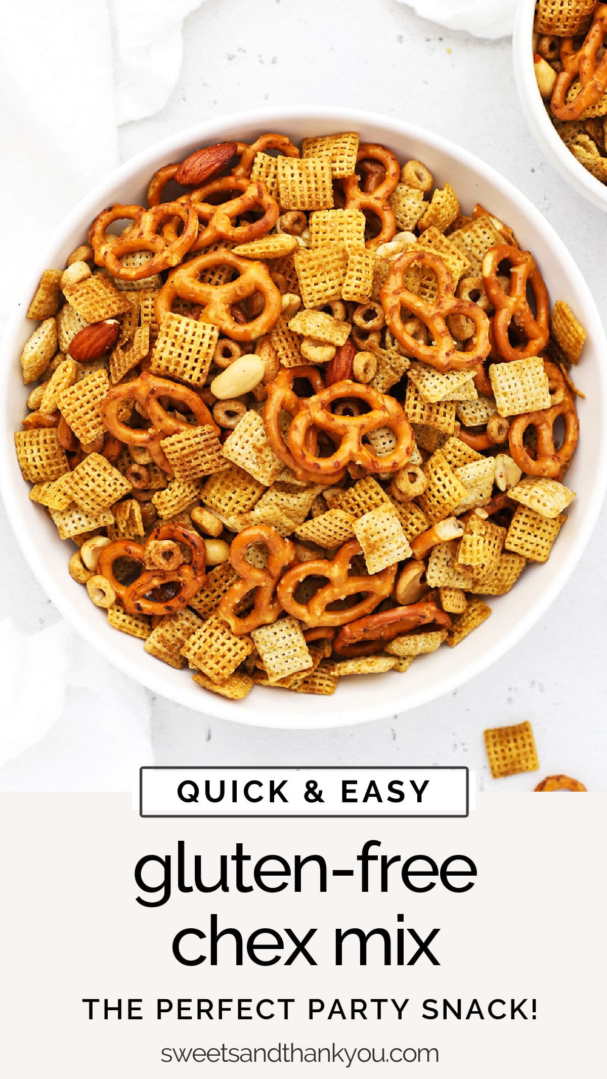 How To Make Gluten-Free Chex Mix  - Our savory gluten-free Chex mix recipe is the perfect party snack! You'll love the crunch & flavor! // gluten-free chex party mix // gluten-free savory chex mix // gluten-free party mix // gluten-free Chex Mix for a party / gluten-free party snacks // gluten-free snack recipe