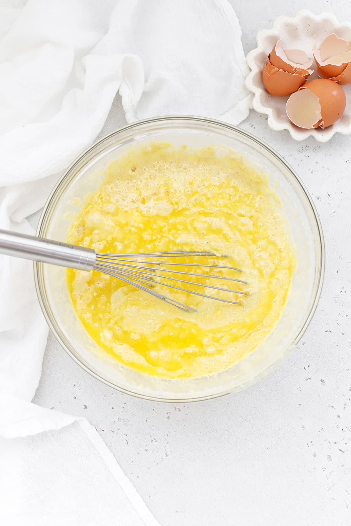 Whisking butter into gluten-free cornbread batter