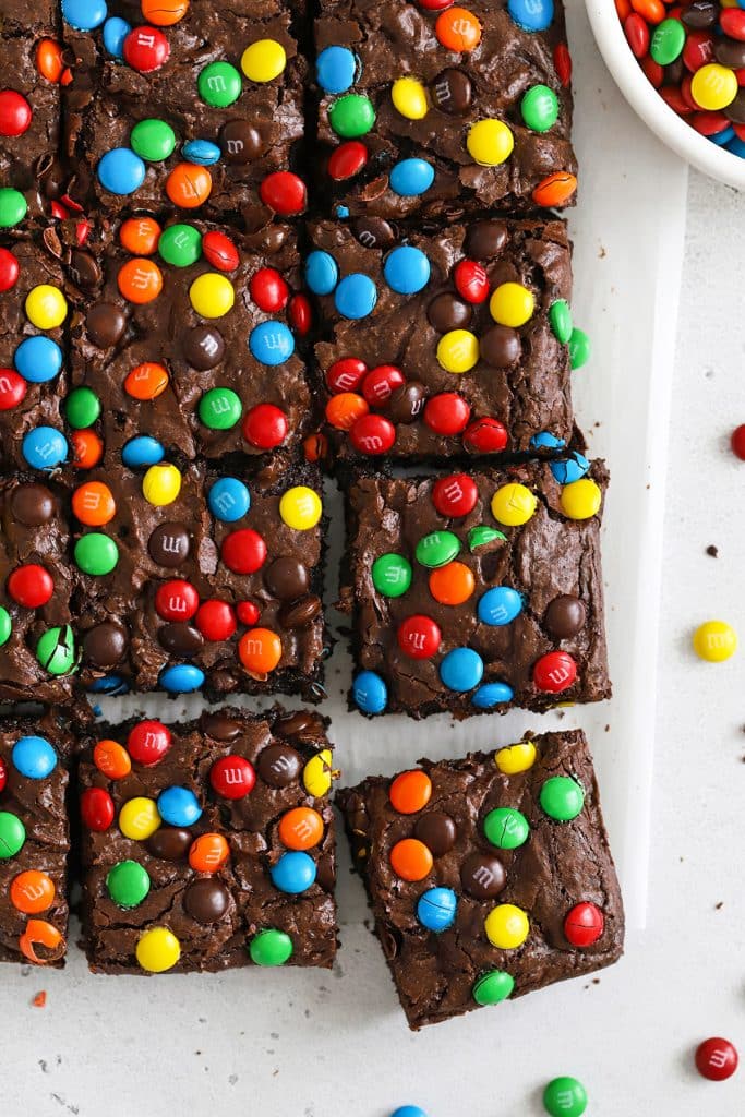 Easy Gluten-Free M&M Brownies - Sweets & Thank You